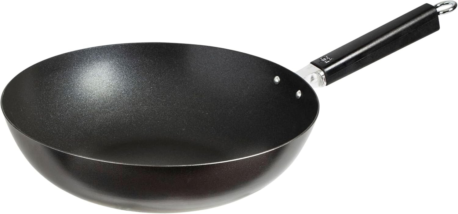 Professional Series 12-Inch Carbon Steel Excalibur Nonstick Stir Fry Pan