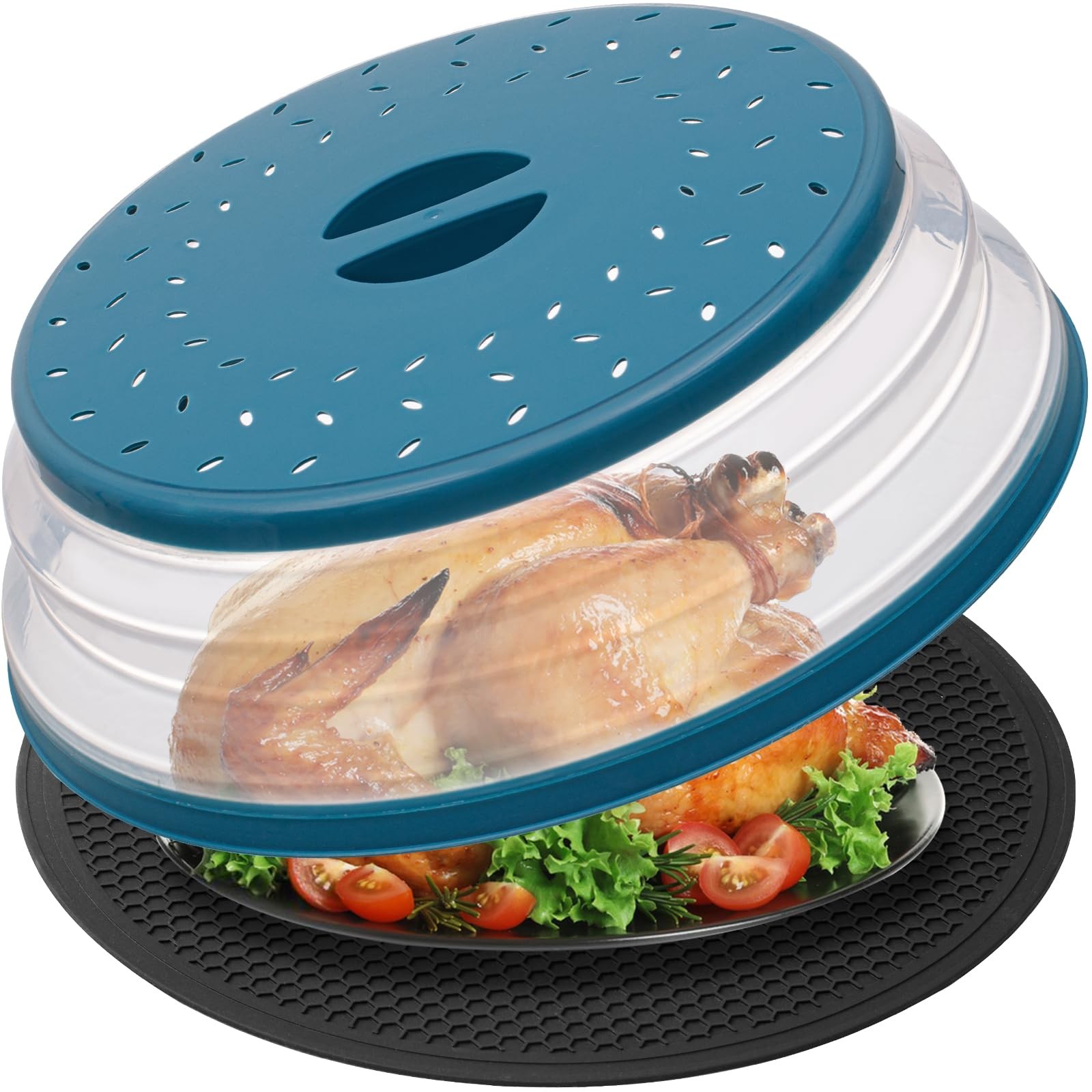 Microwave Splatter Cover Collapsible Silicone Lid Food Guard 12 Inch Round Kitch
