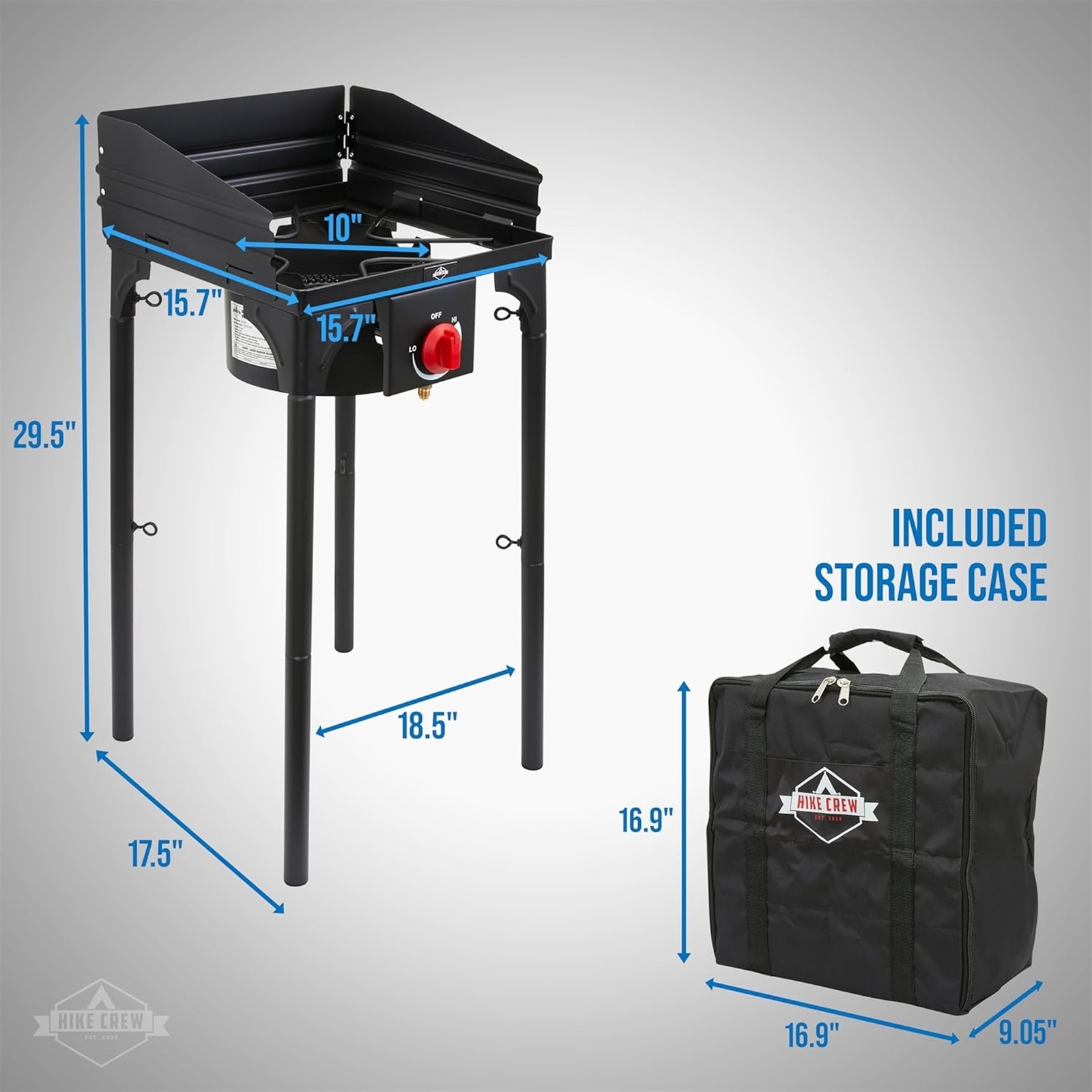 Hike Crew Cast Iron 1-Burner Gas Camping Stove, 75,000 BTU Portable Stove