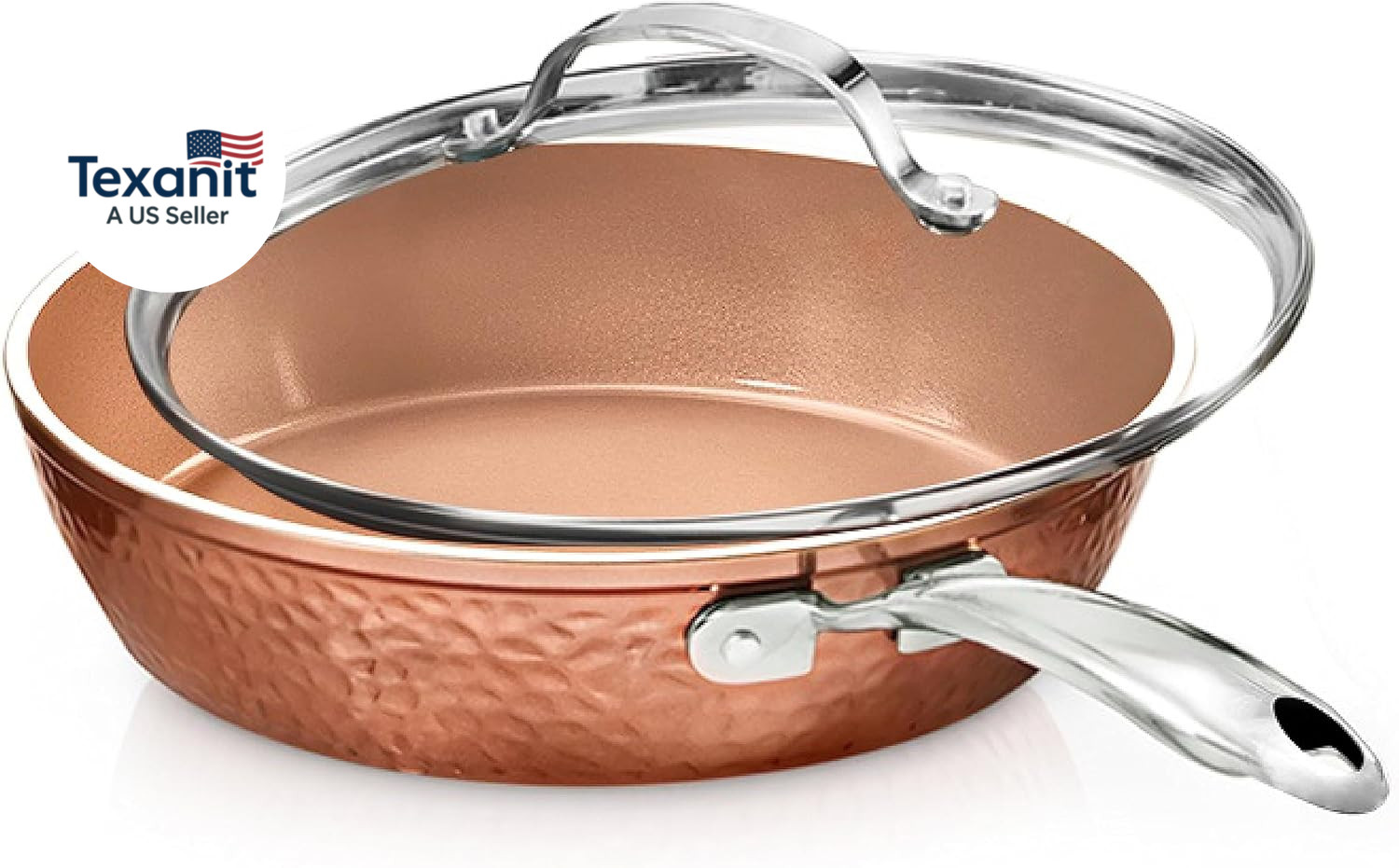 10 Inch Hammered Non Stick Frying Pans, Nonstick Frying Pan with Lid, Nonstick P