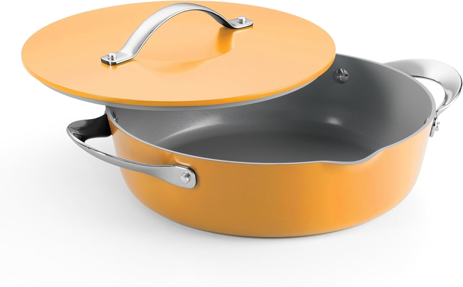 Fiora 4.25-Quart Multipurpose Ceramic Non Stick Cooking Pan with Lid, Marigold