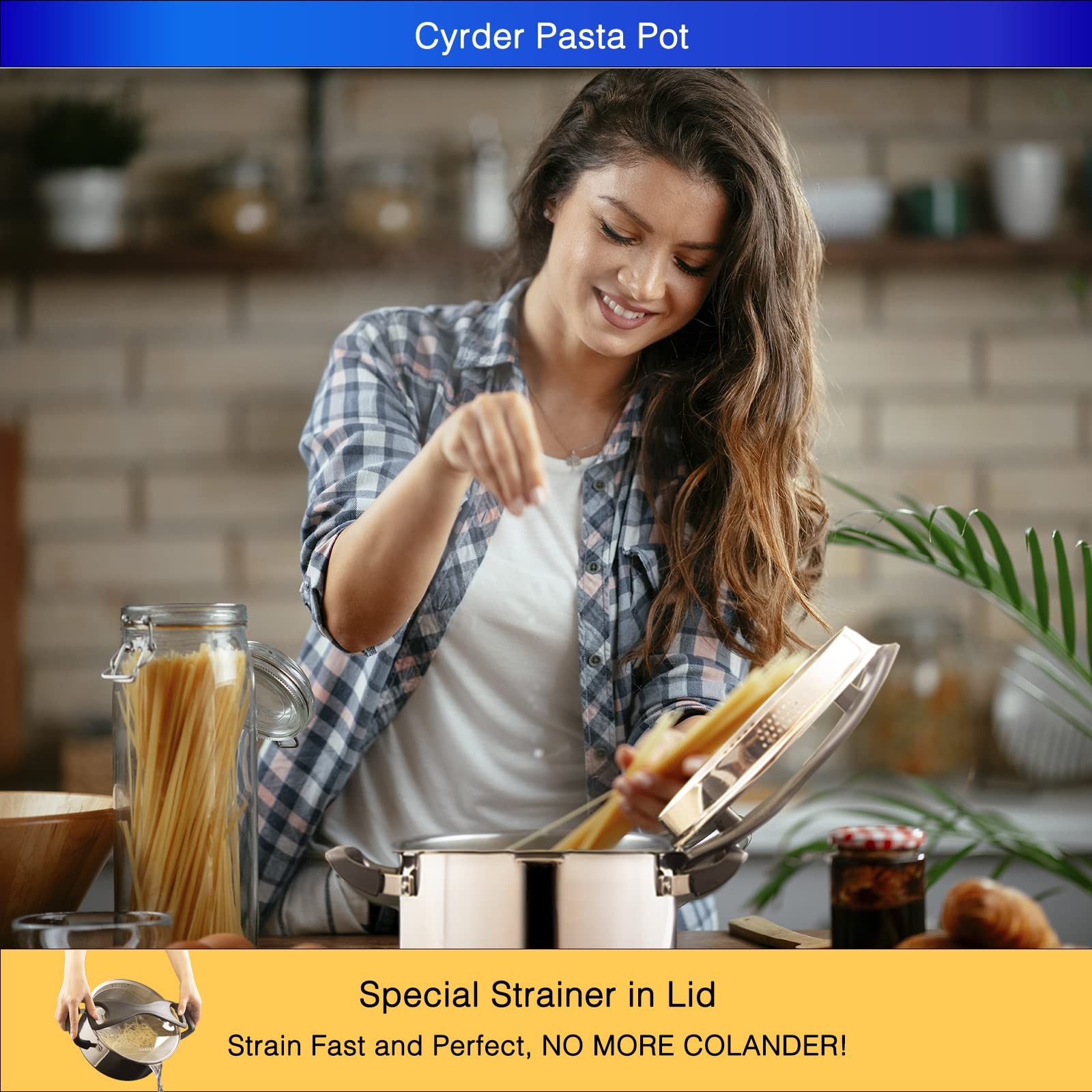 Stainless Steel Pasta Pot, Dutch Oven, Induction Pasta Pot with Strainer Lid,…