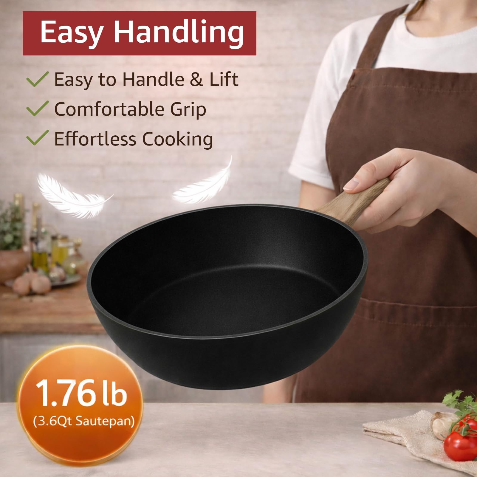 Bazova 23-Piece Pots and Pans Set Non Stick,Titanium Ceramic Cookware Set Non…