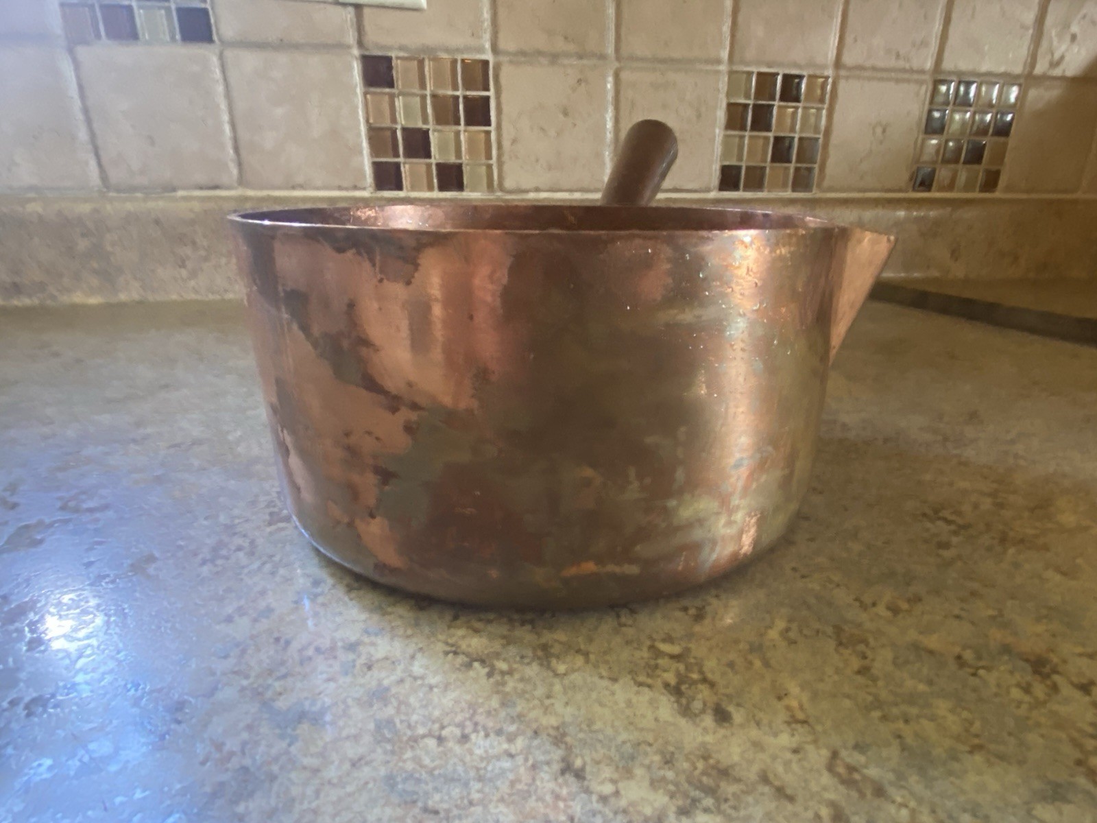 FRENCH COPPER 1.75 Qt. HOLLOW HANDLE SUGAR POT w/ SPOUT