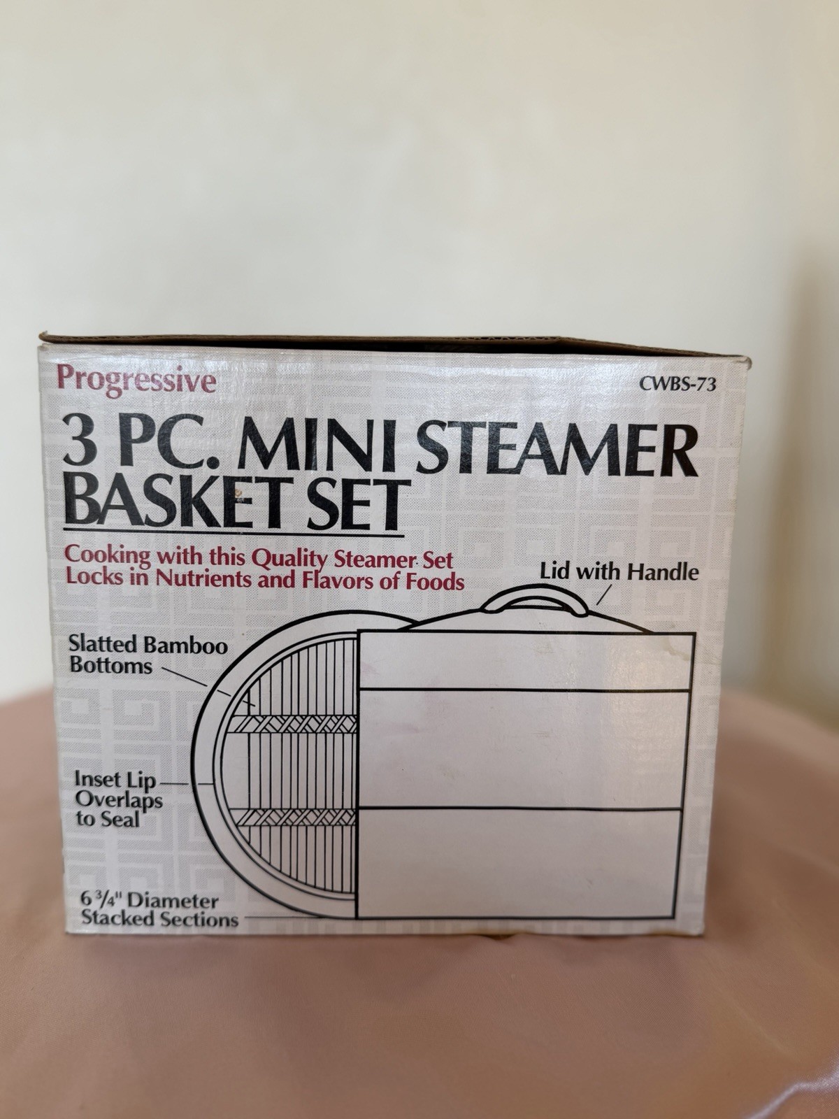 Vintage Progressive 3 Pc Mini Bamboo Steamer Basket Set 6 3/4″ New In Box NIB