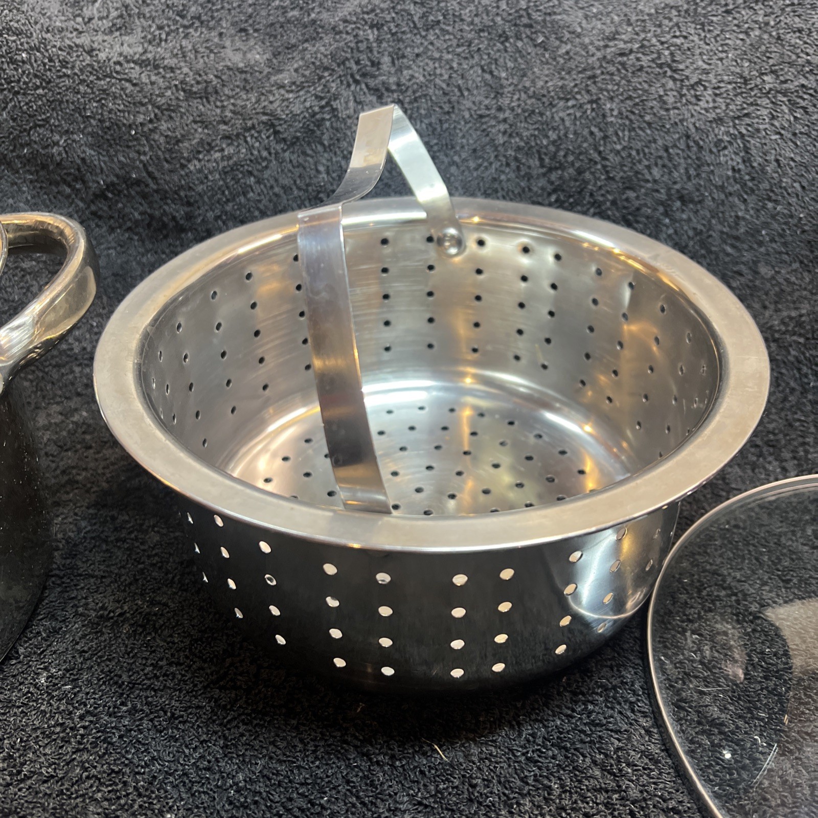 Stainless Steel 4-Quart Steamer Pot with Glass Lid, pot, insert and lid