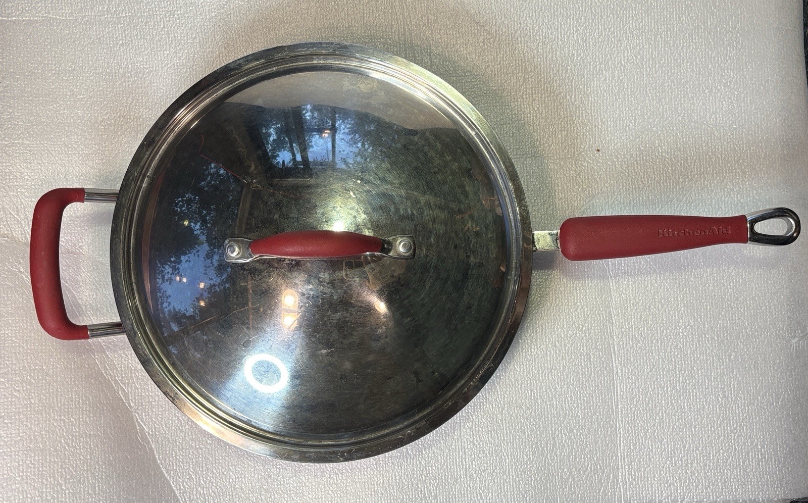 KitchenAid Large 11″ 4.25Q 4L 2 Hand Sauce pan pot Non stick Red w Lid T Q05
