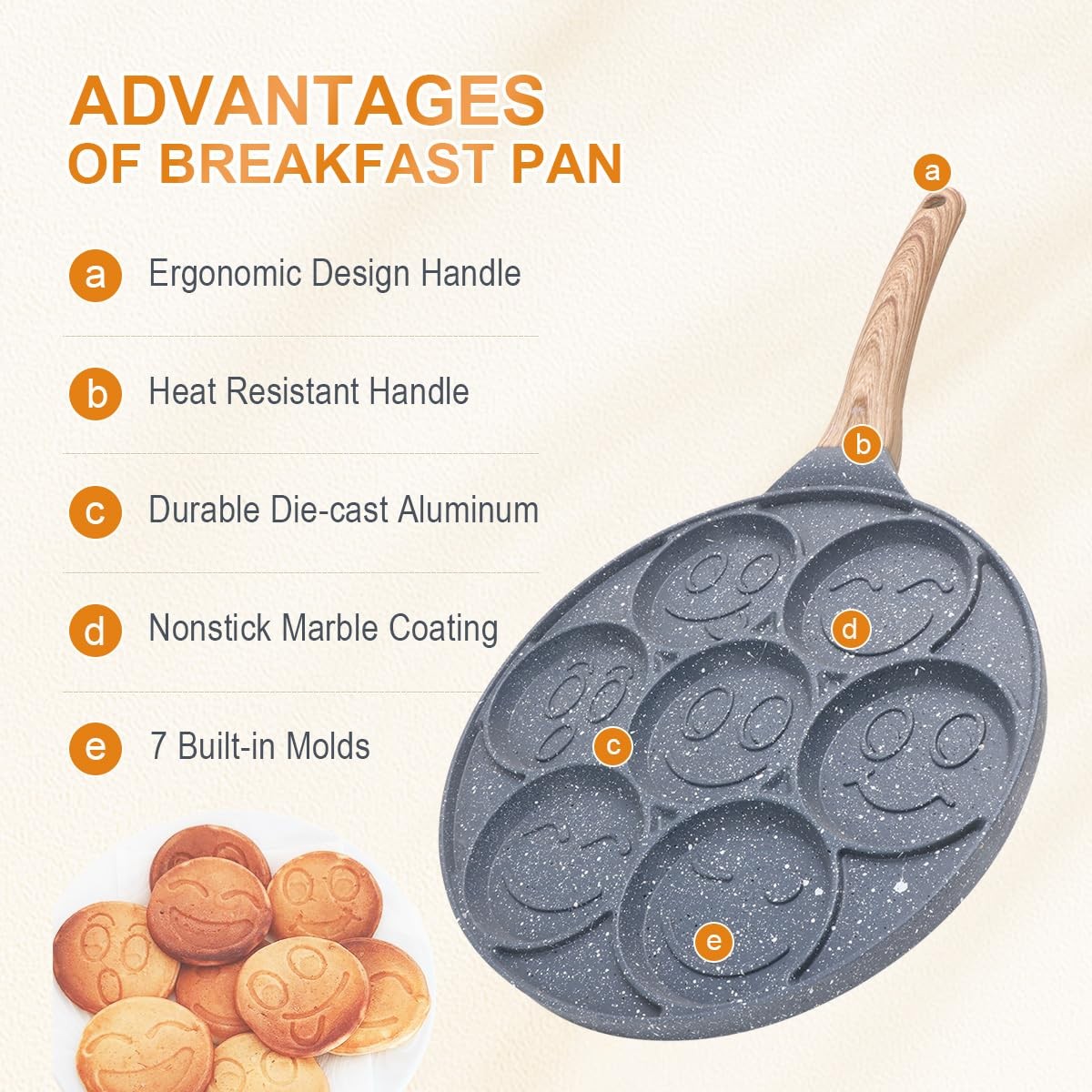 Pancake Pan Nonstick – 10 Inch Pancake Maker Pan With 7-Cup Mold Blini Pan Si…