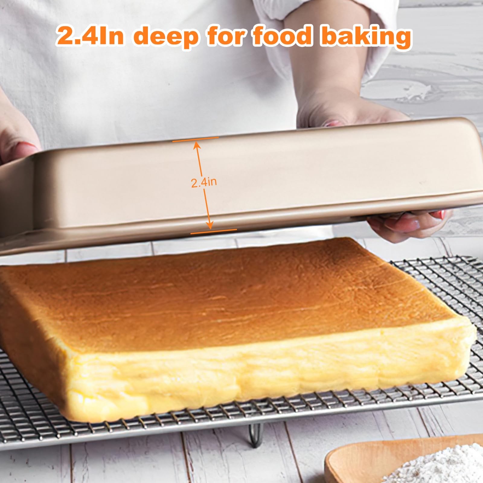 9x13Inch Roasting Pan with Rack, Thickened Nonstick Deep Rectangle Cake Pans,…