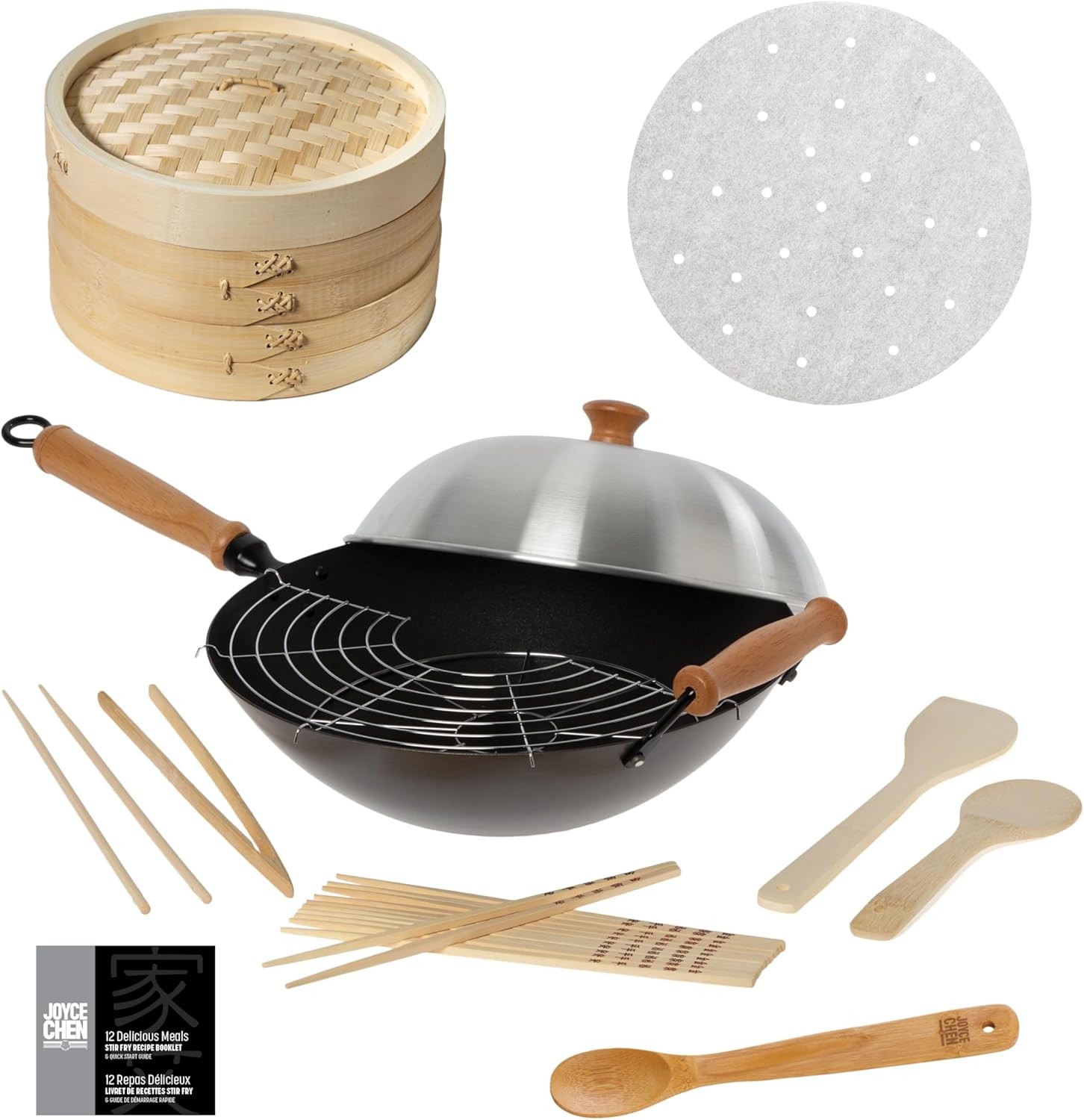 Professional Series 12-Inch Carbon Steel Excalibur Nonstick Stir Fry Pan