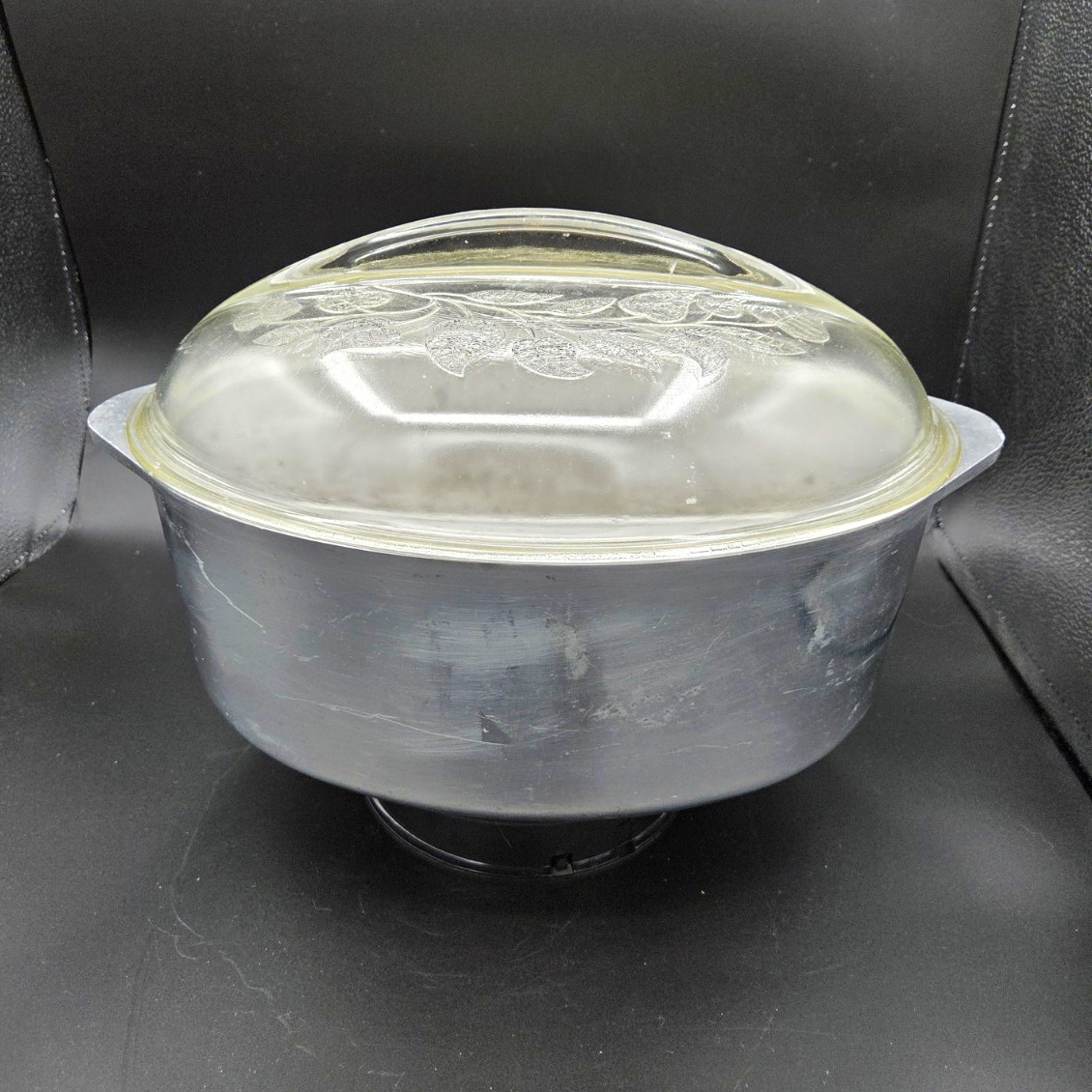 Vintage Household Institute Cast Aluminum Oval Roaster w/ Original Glass Lid 15″