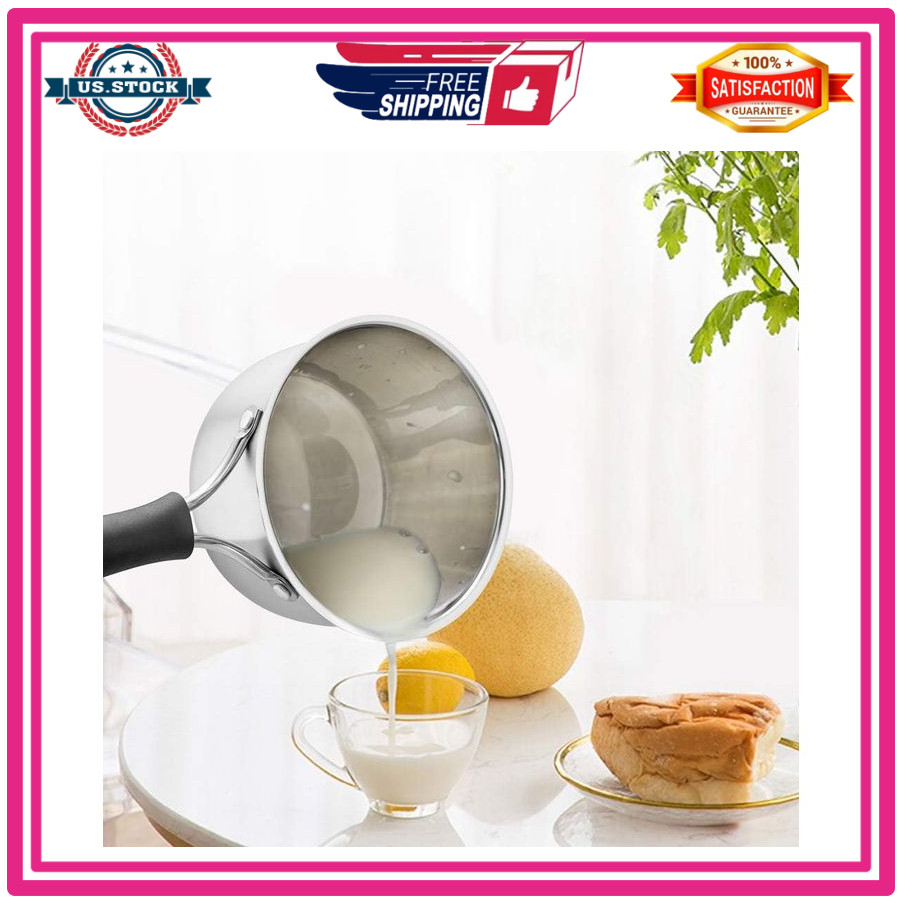 TeamFar 2QT Stainless Steel Saucepan with Lid Milk Pan Heatproof Handle