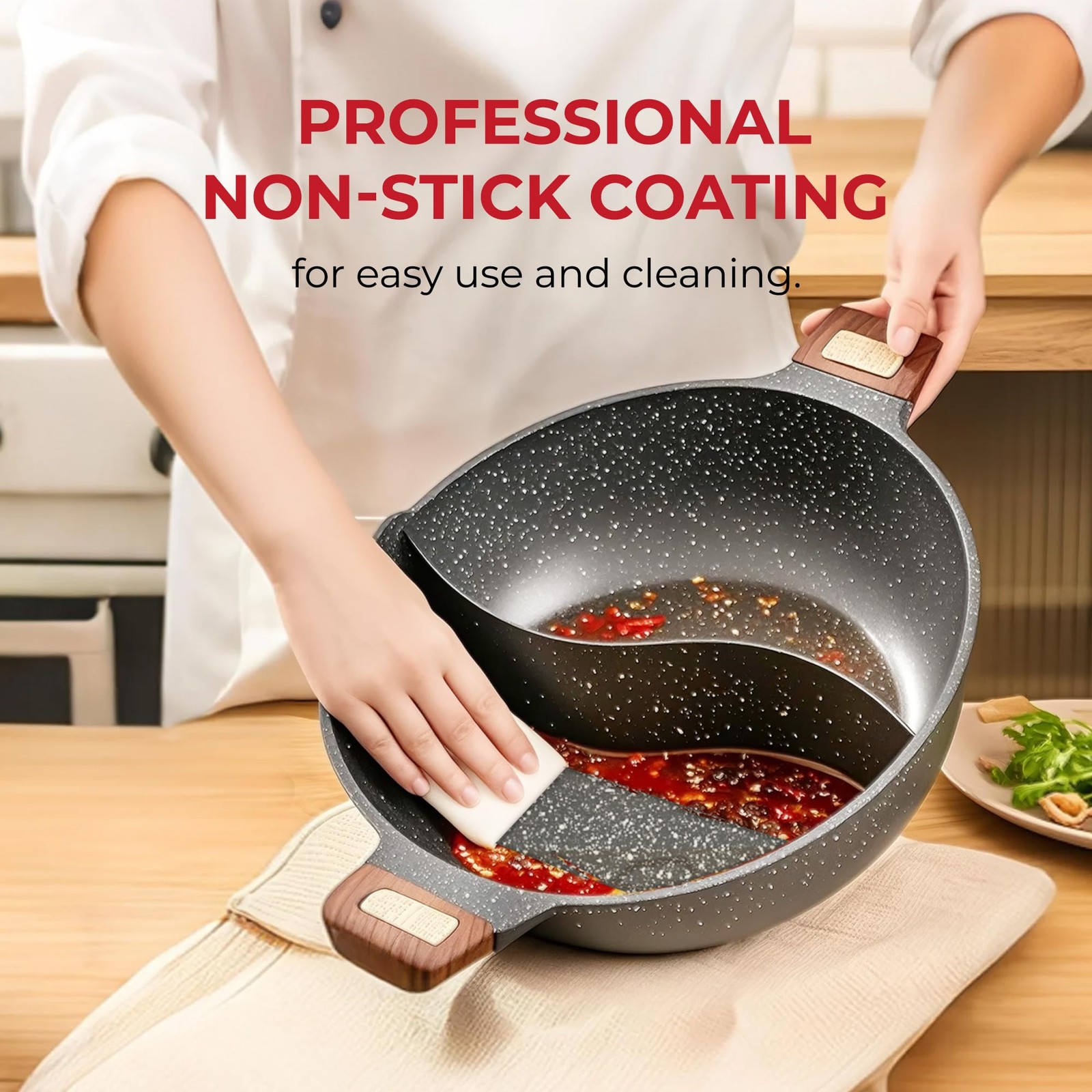 Rosewill 4.2Qt Double Flavor Non-Sticking Shabu Shabu – Dark Gray Rhcw-24001Dg