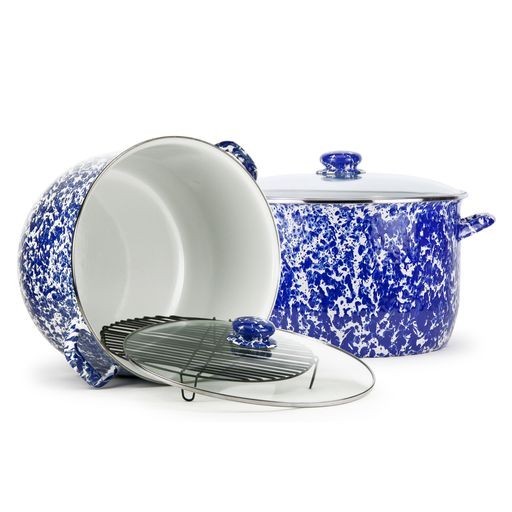 Golden Rabbit Enamel 18qt Stock Pot with Lid/Stand, minor manufacturing defects