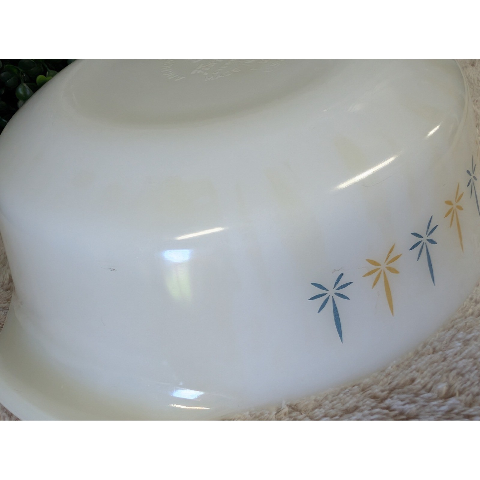 Vtg Fire-King Golden Starburst 1 Qt Casserole Dish Anchor Hocking USA P-1-B