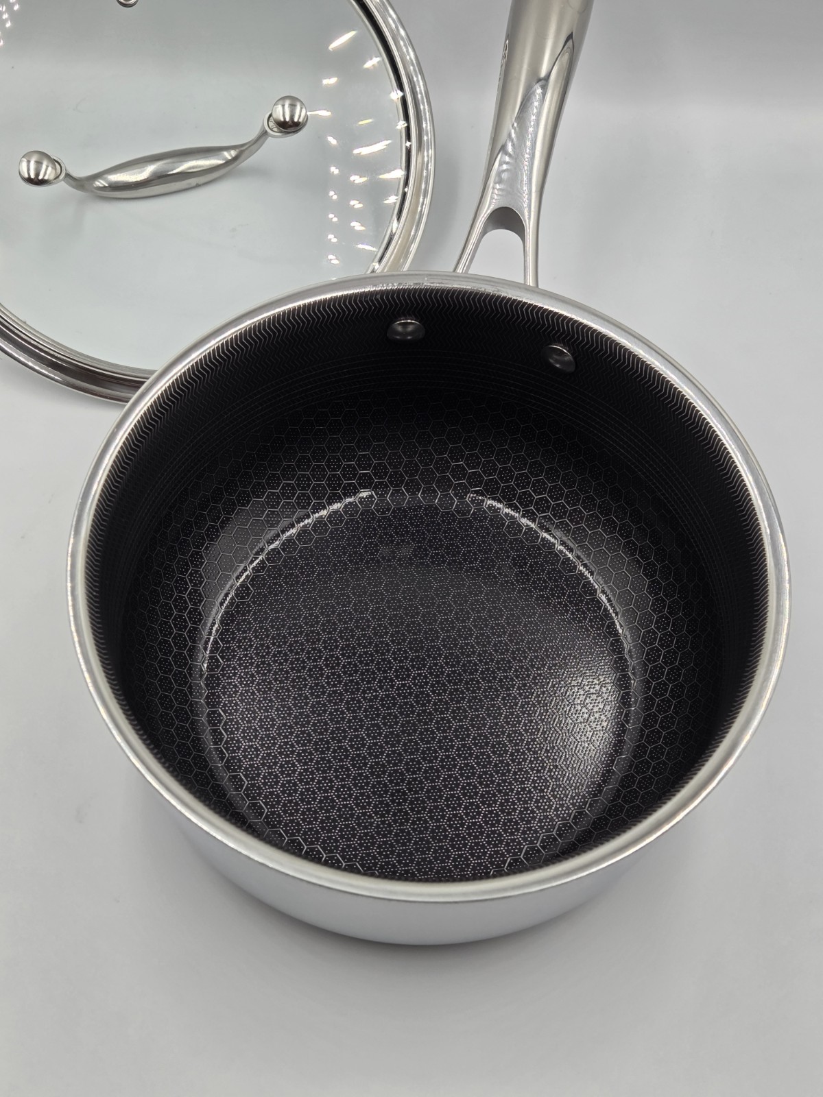 Hexclad Hybrid Non Stick Pot Stainless Steel Saucepan 3-Quart – With Lid