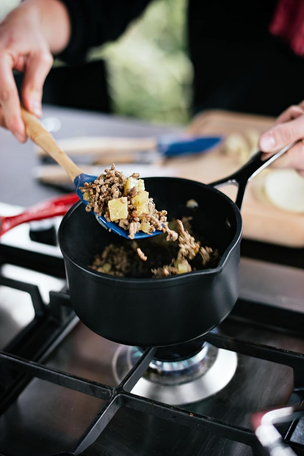 Toughened Nonstick Pro Open Saucepan with Double Pour Spouts, 1.7 qt.