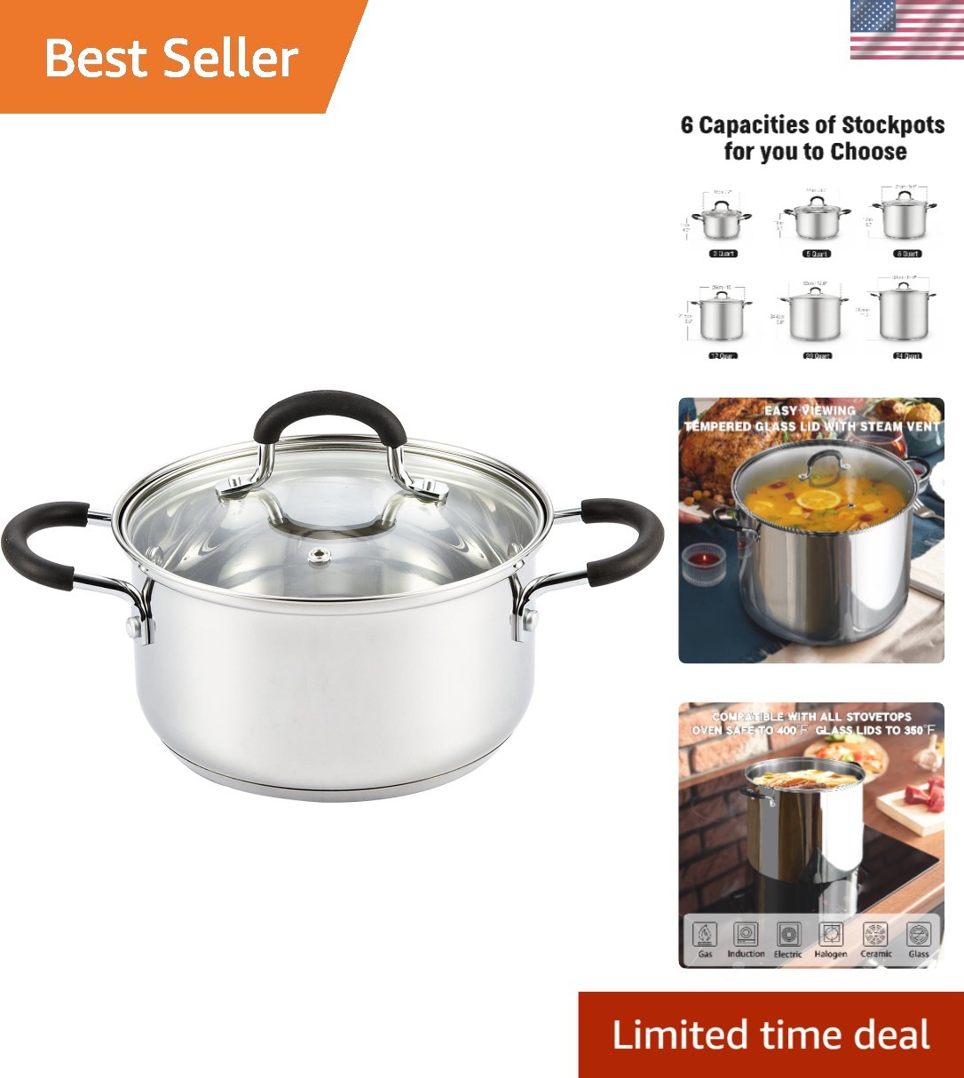 3 Quart Non-Deformable Stainless Steel Stock Pot – Perfect for Soups and Sauces