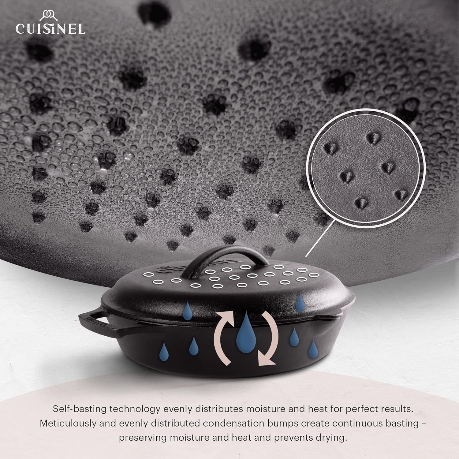 Cuisinel Cast Iron Lid – Fits 8″-Inch / 20.32cm Lodge Skillet