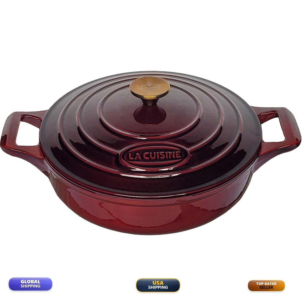 La Cuisine For Life La Cuisine Enameled Cast Iron Braiser Shallow Dutch Oven