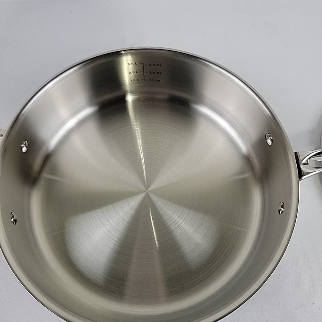 Viking 3-Ply Stainless Steel Saute Pan Mirror Finish With Glass Lid 5.25 Qt NWT