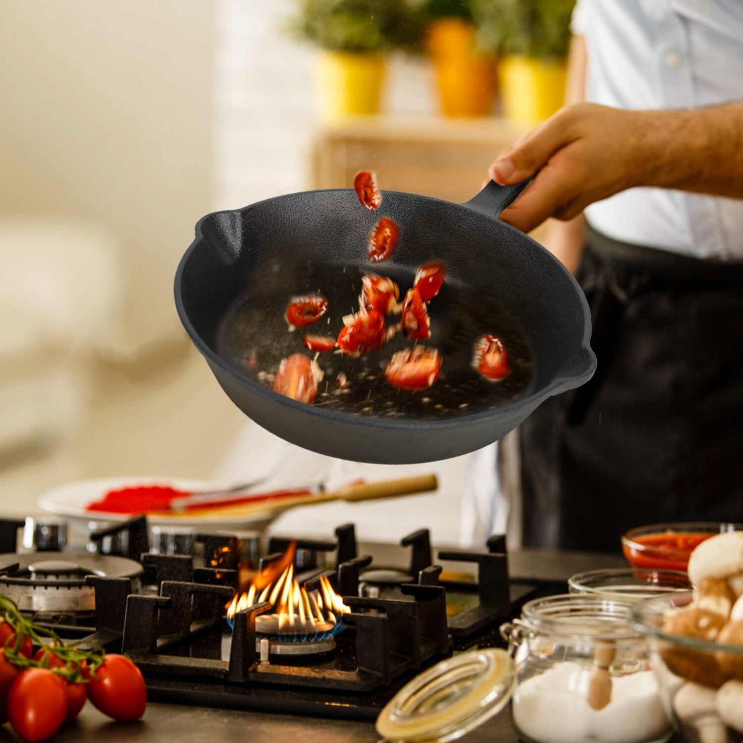 Frying Pan -Set of 3 Cast Iron Skillet w/ 10”/8”/6” Sizes -Nonstick Cookware