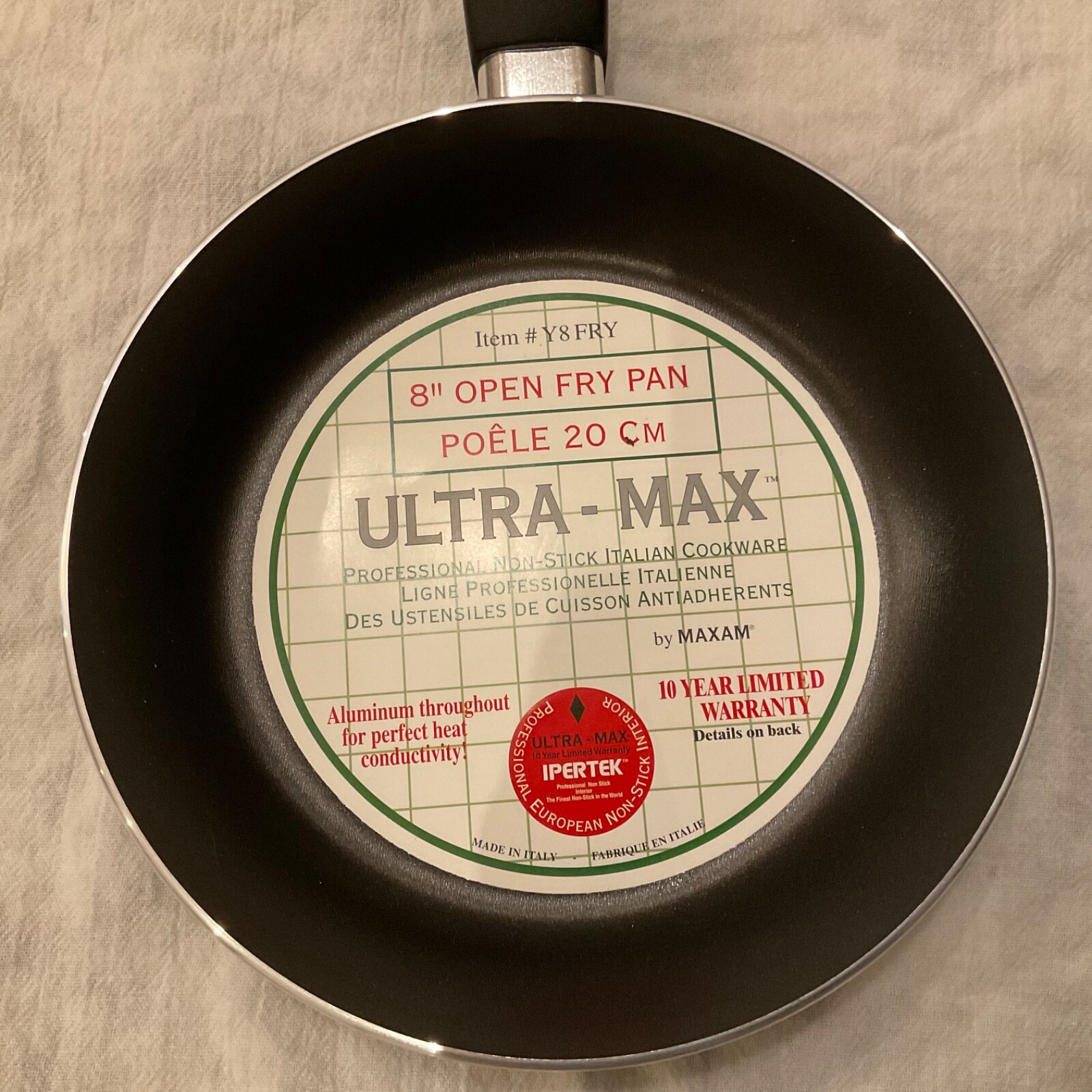 Vintage Maxam Ultra-Max 8″ Aluminum Non-Stick Open Fry Pan NEW Made in Italy