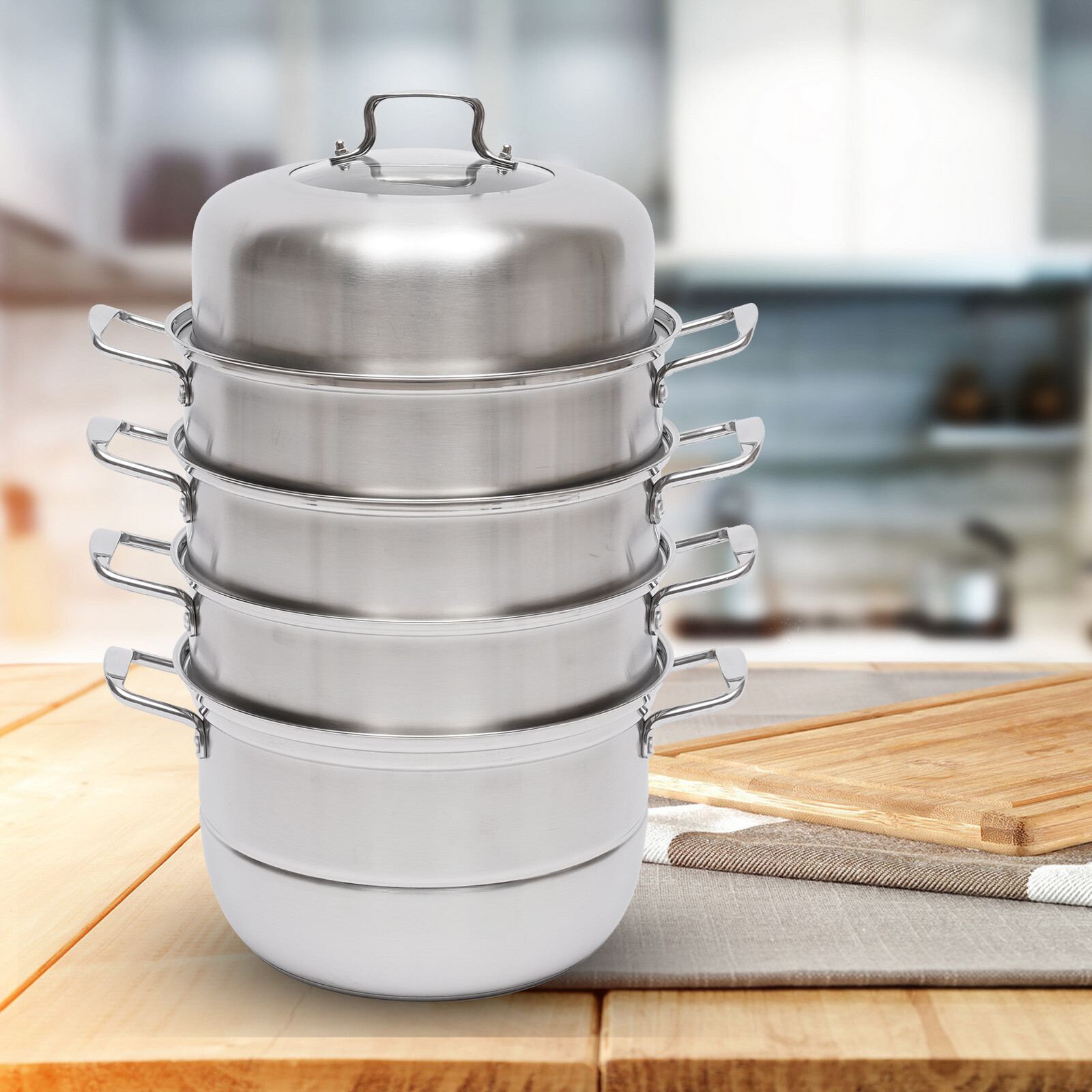 Stainless Steel 5 Tier Pot Steaming Food Steamer Cooking Cooker Cookware Large