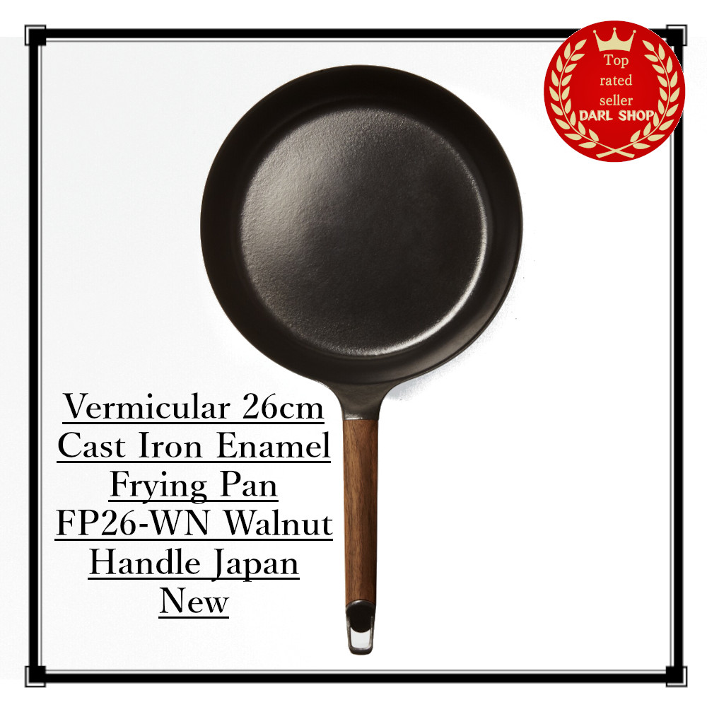 Vermicular 26cm Cast Iron Enamel Frying Pan FP26-WN Walnut Handle Japan New