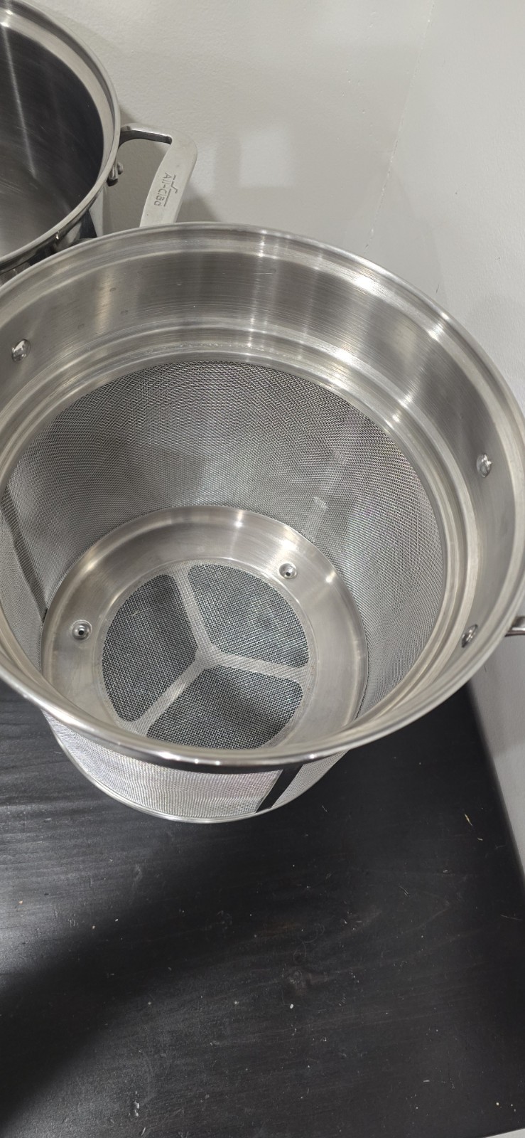 All-Clad Stainless Steel Multi Pot 3 Piece Pasta Strainer Steamer **NO LID***