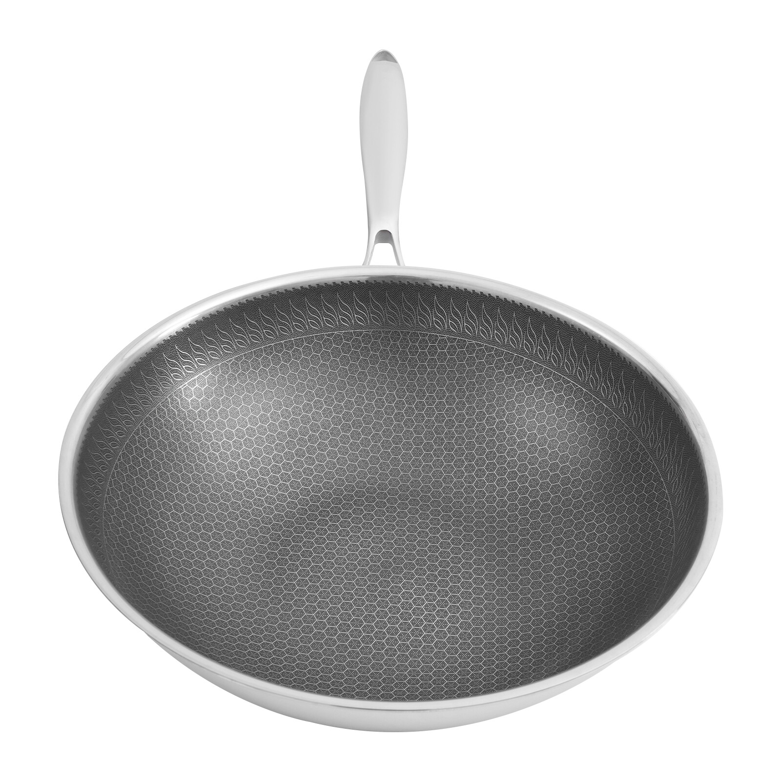 Honeycomb Wok, Stainless Steel Cooking Frying Pan, Stir-fry Pan 32*8.5cm