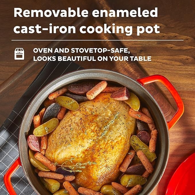 Instapot 6-Quart 1500W Electric Dutch Oven with Recipe Book – Red -CR