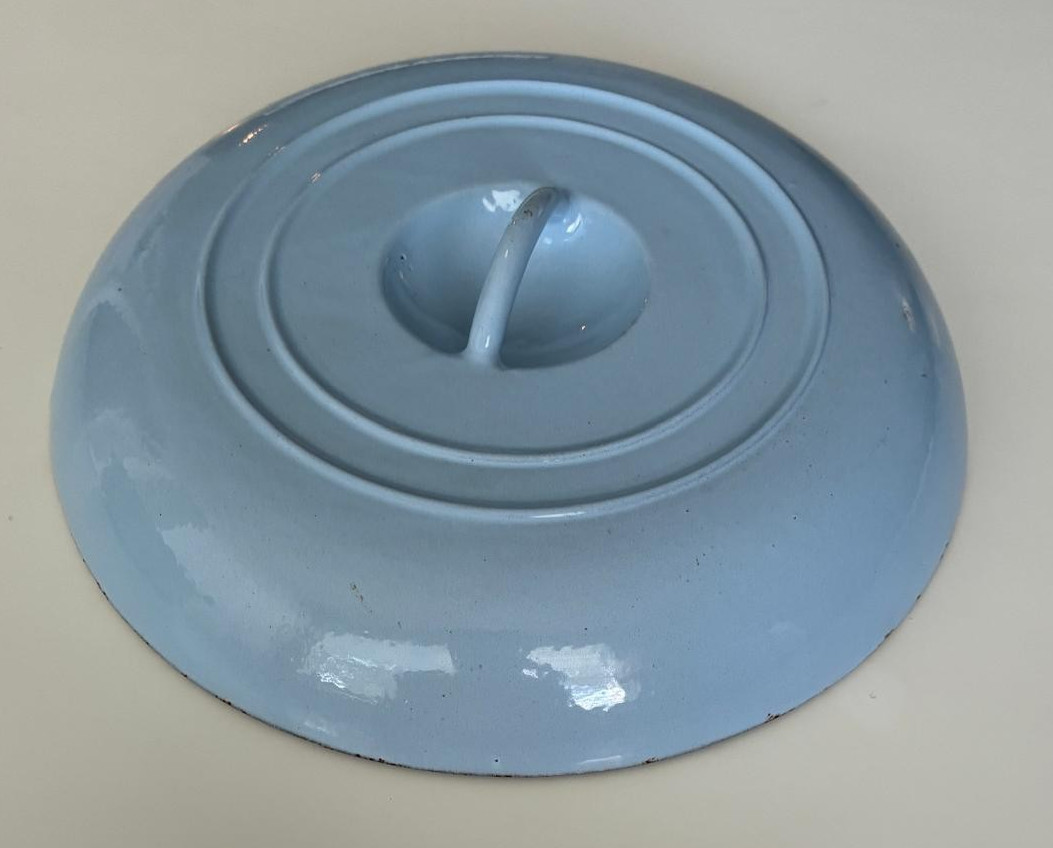 MCM Danish Modern Blue Enameled Cast Iron Casserole Dutch Oven Lidded Pot
