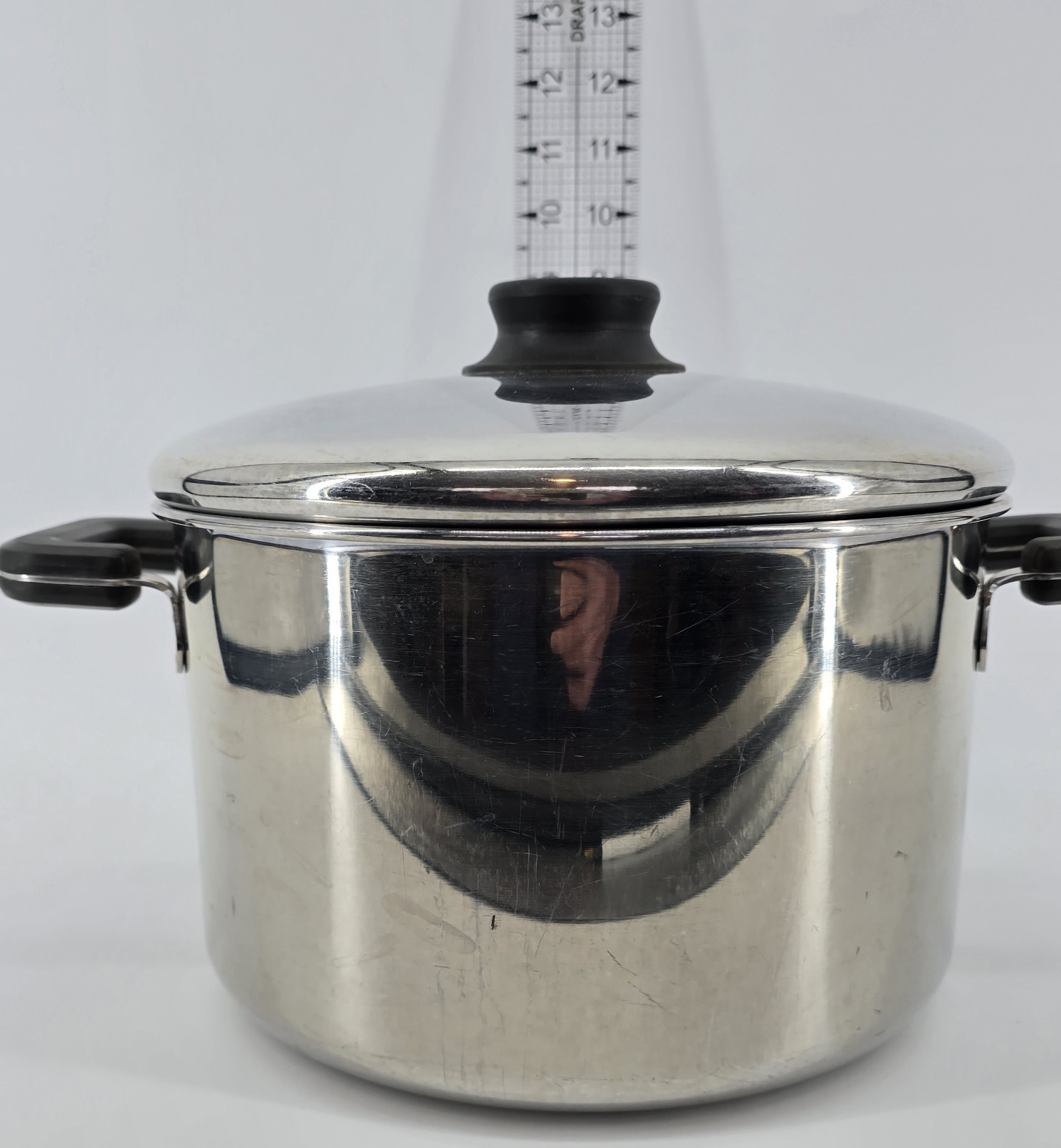 Vtg The Cooks Bazaar Cookware Stockpot w/ Lid 10×6″ Copper Stainless 8 Qt Soup