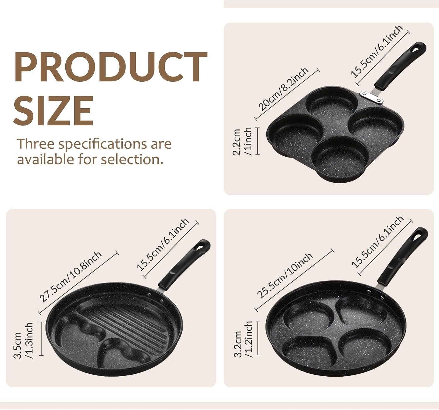 Egg Frying Pan, 4-Cup Nonstick Granite Omelette Skillet Pancake Pan and