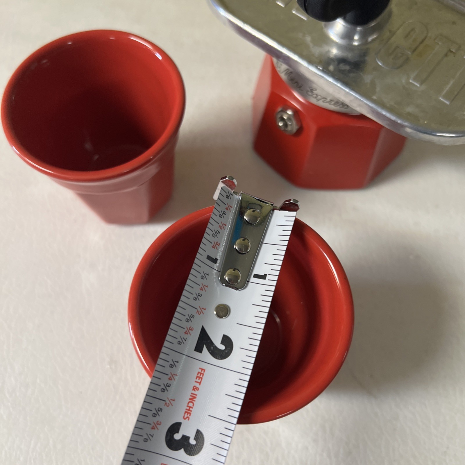 Bialetti Set Mini Express 2 Cups capacity plus 2 Bicchierini – Red ceramic cups