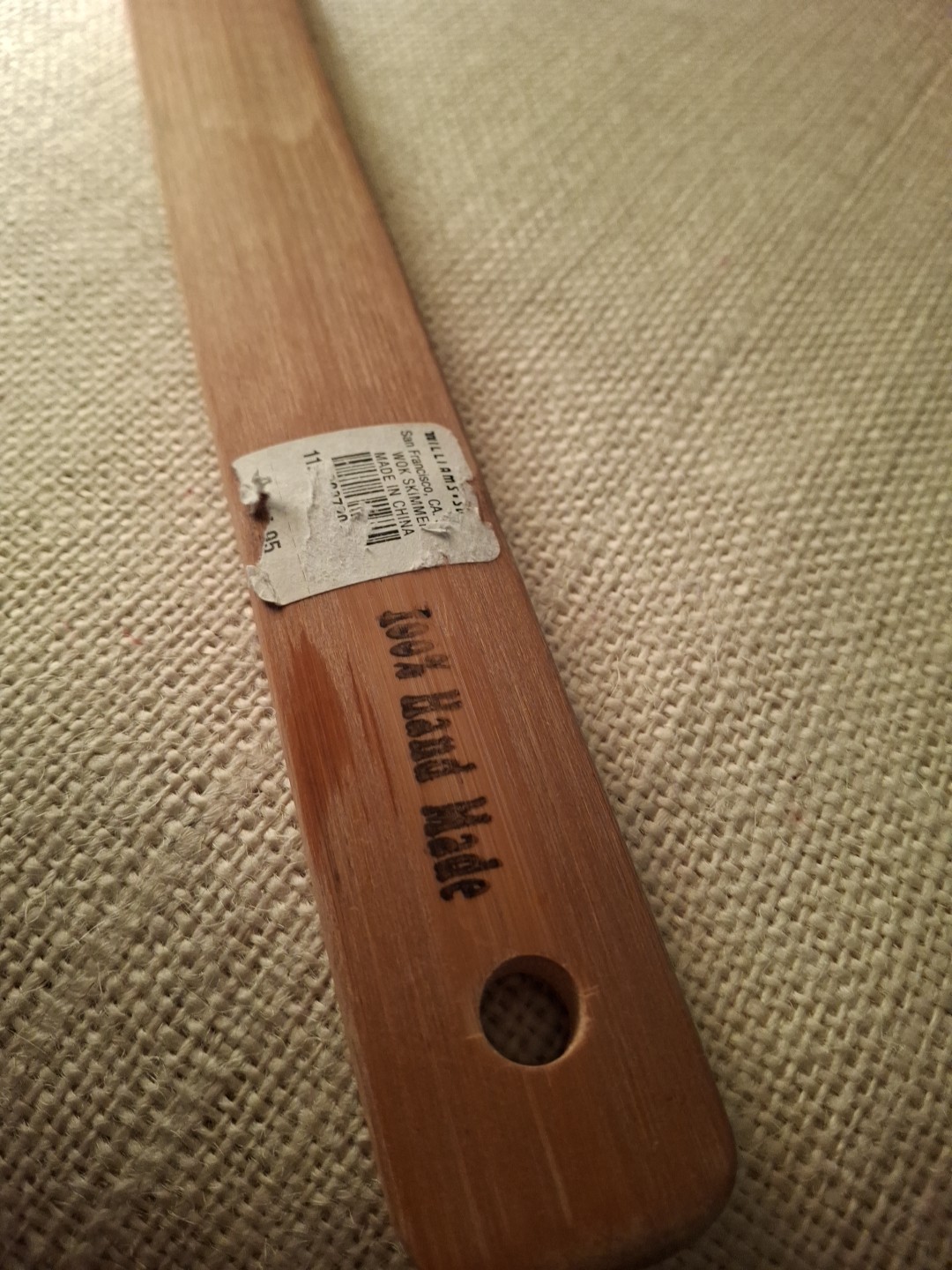 Williams Sonoma Wok Skimmer Wood Handle 100% Hand Made