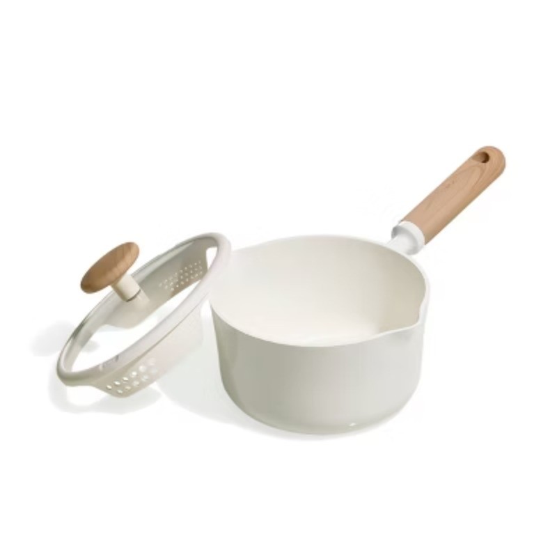 2qt Ceramic Nonstick Sauce Pan with Lid Cream