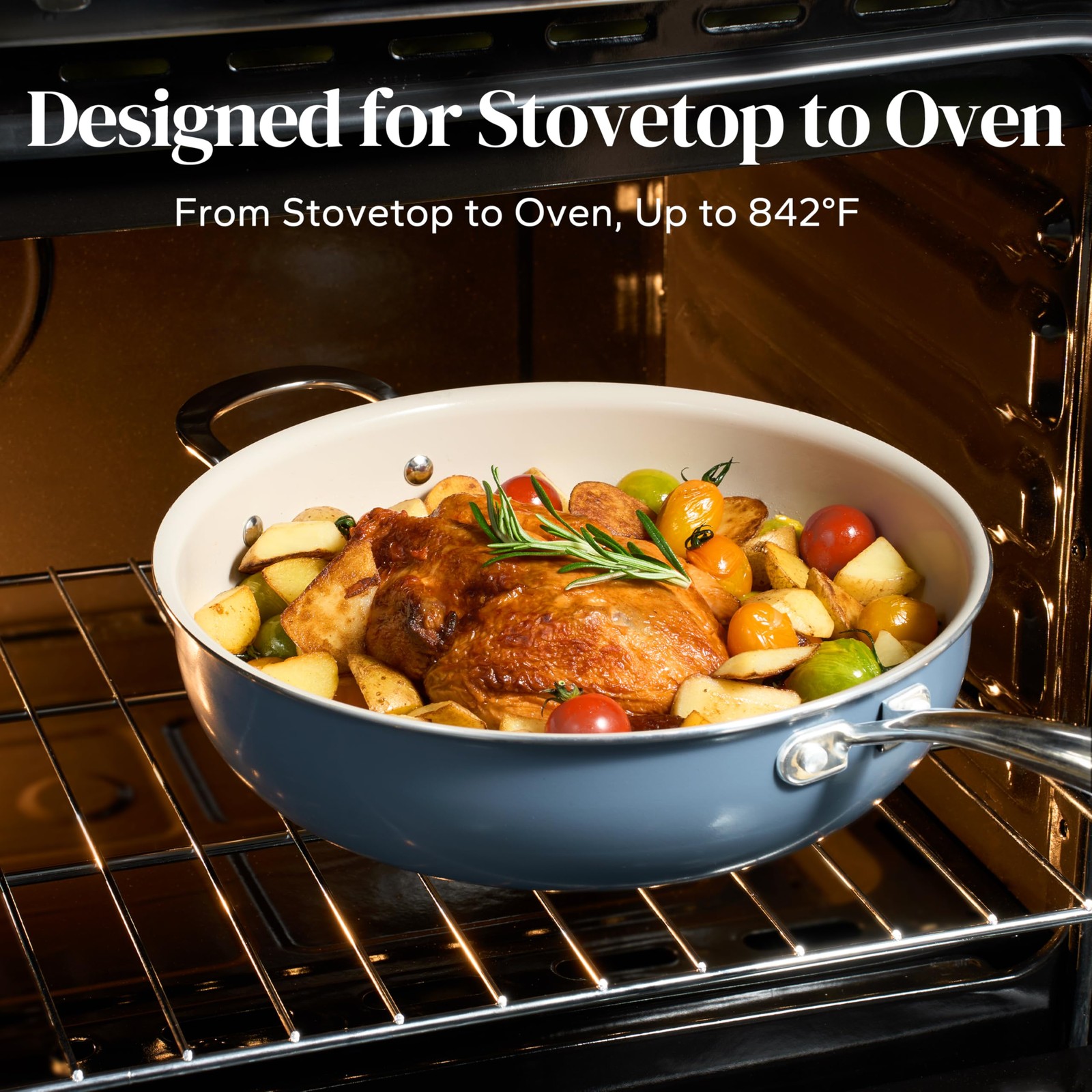 Ceramic Saute Pan with Lid, Nonstick Deep Frying Pan, 5QT Jumbo Cooker with H…