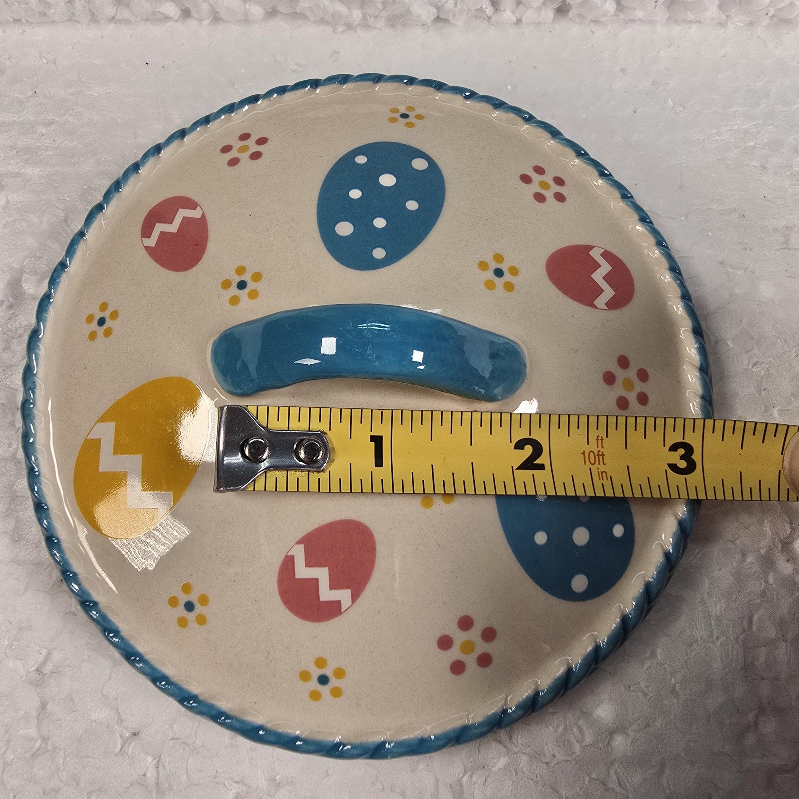 Temp-tations Tara Easter Egg Covered Dish Blue Handles Small 16oz Ceramic Spring
