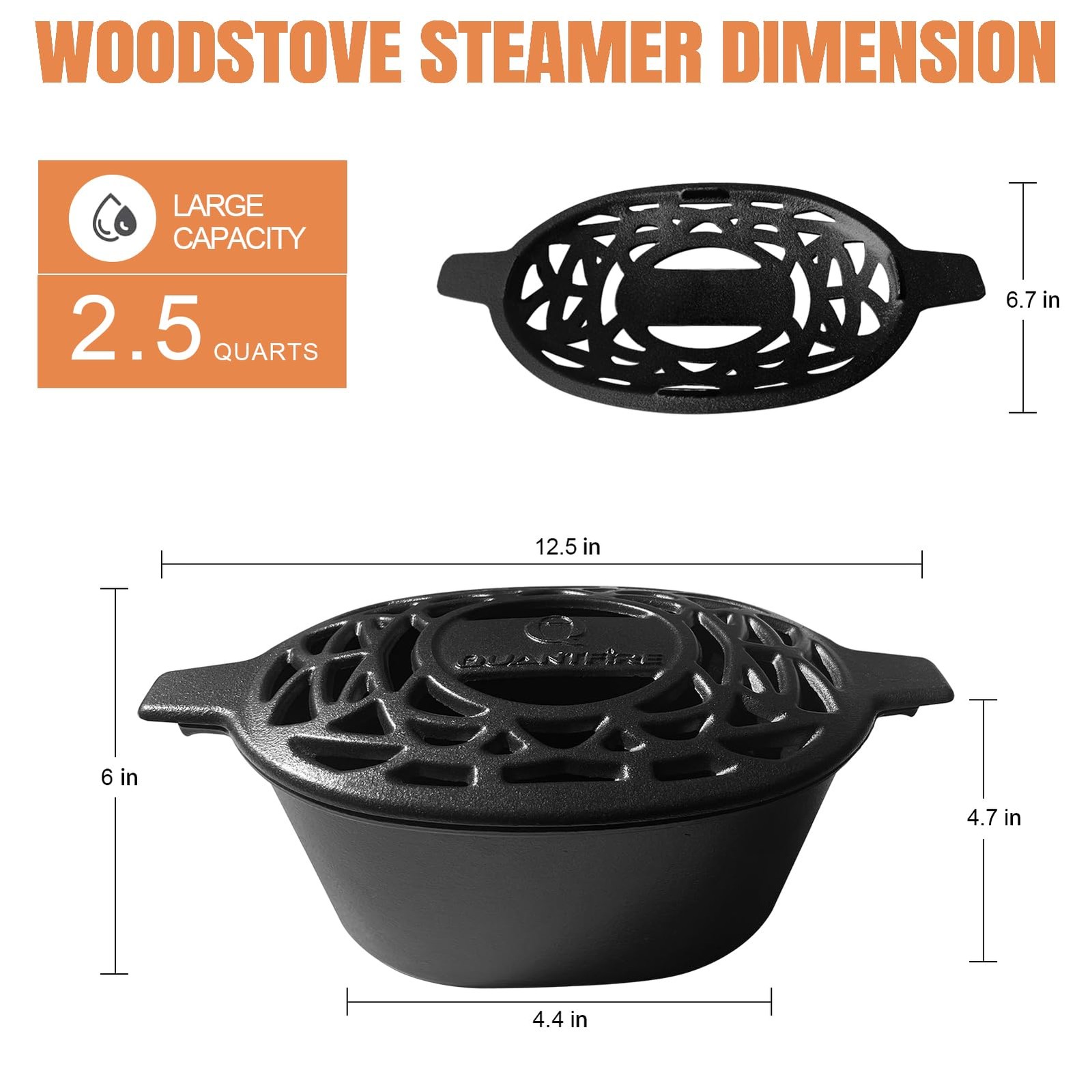 Wood Stove Steamer Rust Resistant,Fireplace Humidifier Pot Cast Iron Steamer …