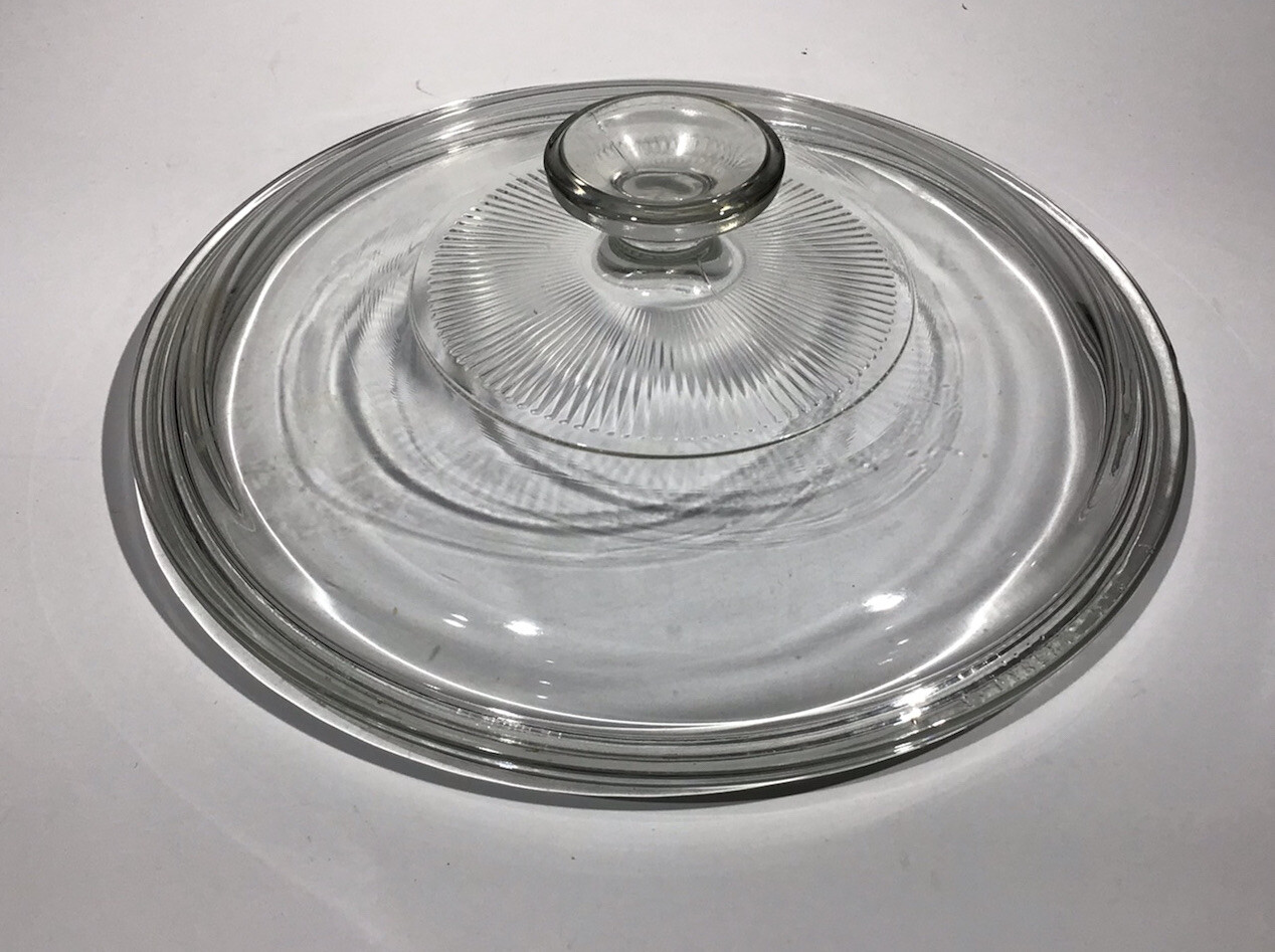 Round 8.25″ clear glass replacement Lid handle Stamped Mexico 13