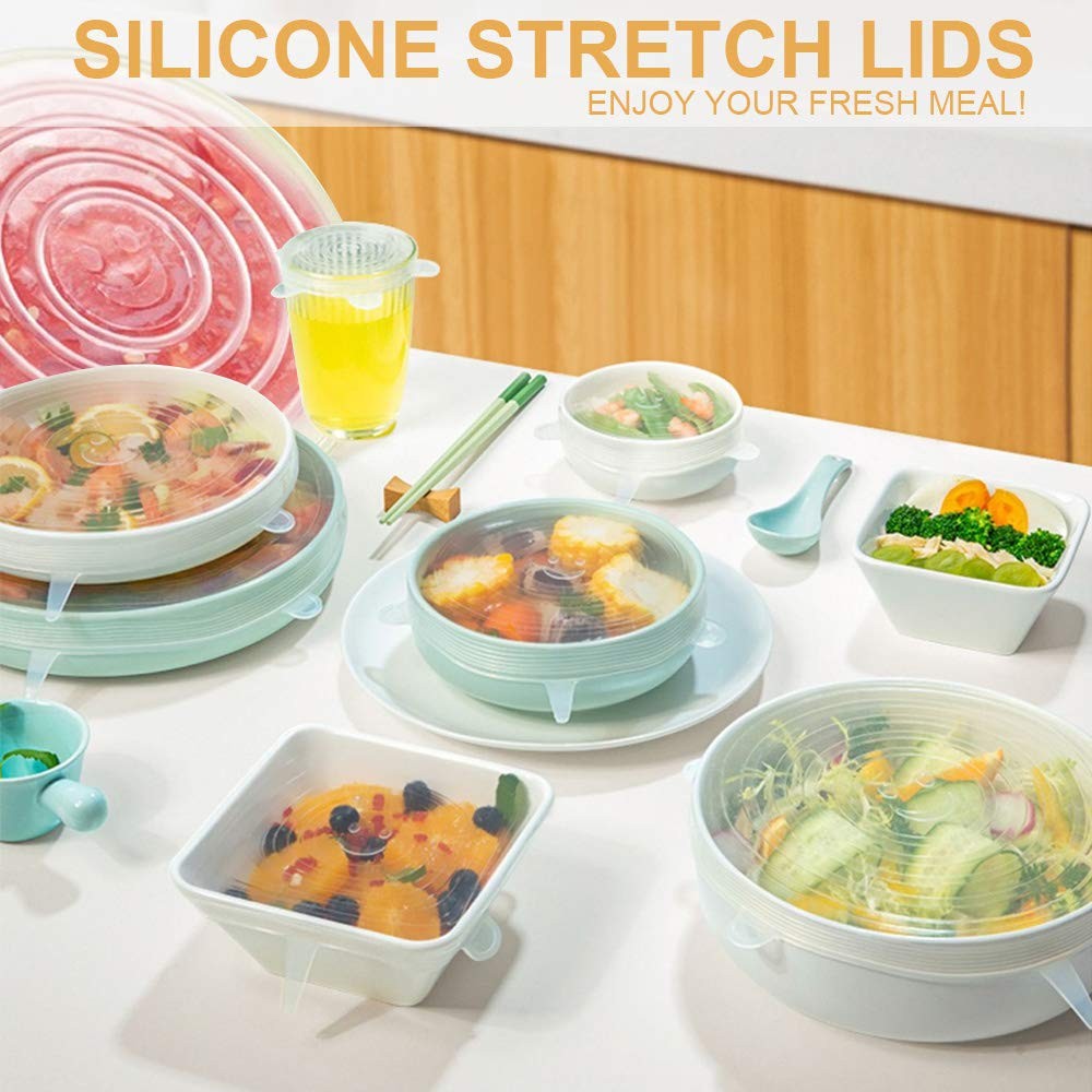 4 Pack Same Size Silicone Stretch Lids, Thicker Reusable Sturdy Silicone
