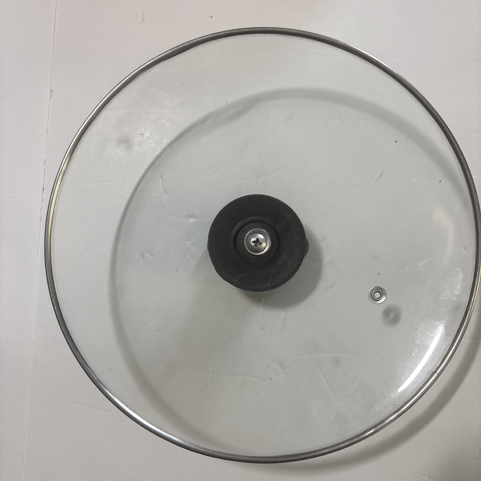 Stainless Steel 9.75″ Clear Vented Lid With Handle Tempered Glass Cover Top EUC