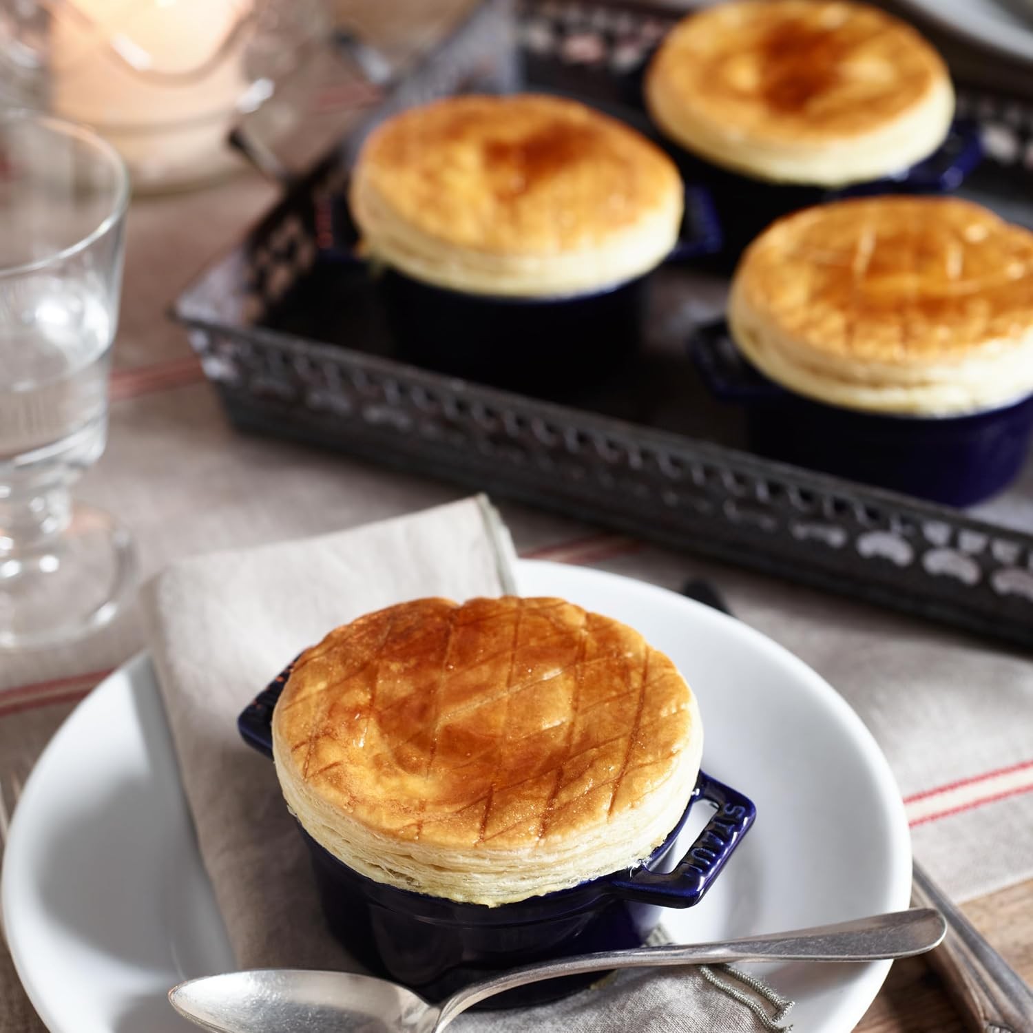 Ceramic Dutch Oven 3-piece Mini Round Cocotte Dark Blue