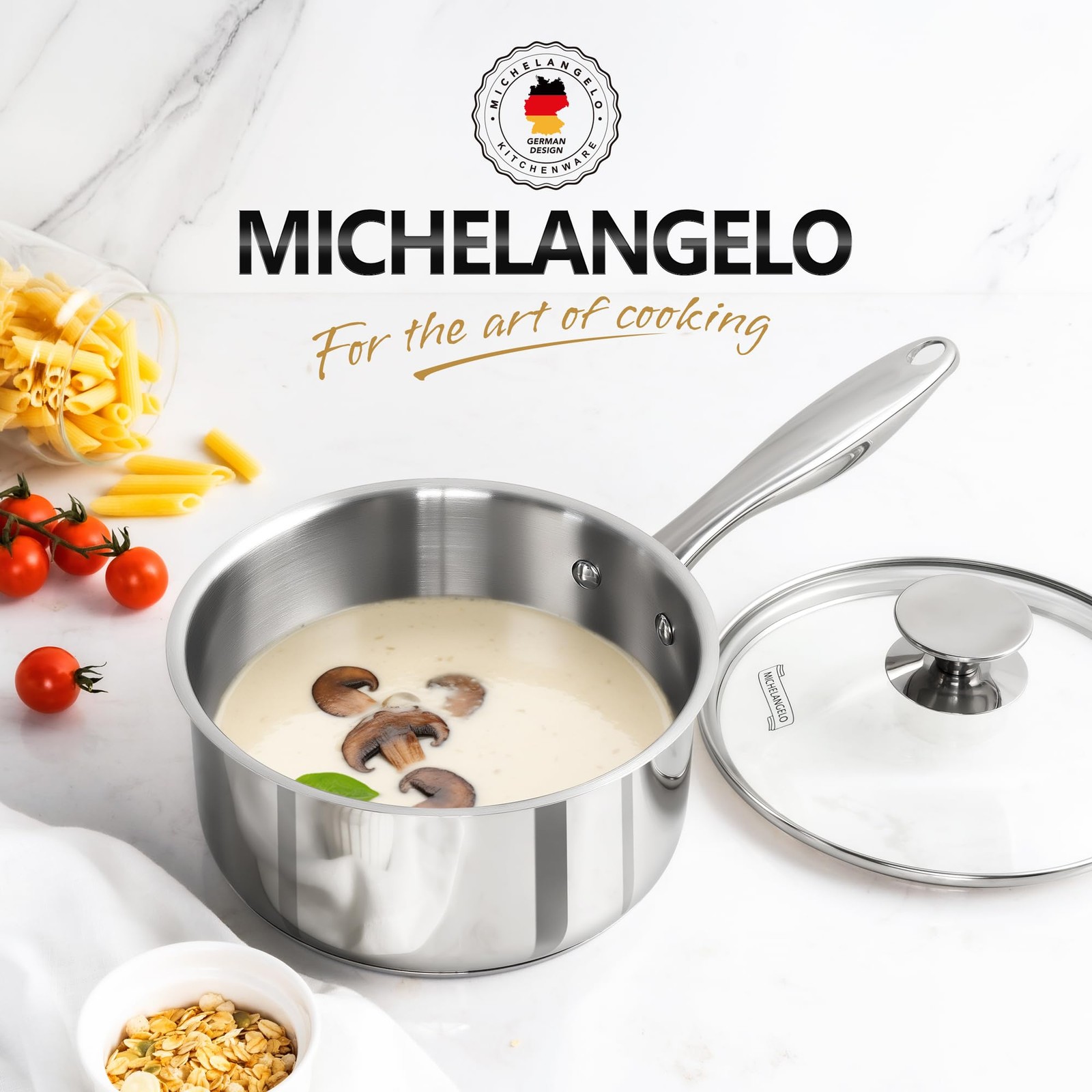 1.5 Quart Saucepan Lid Triply Thick Bottom Stainless Steel 1.5 QT Sauce Pot
