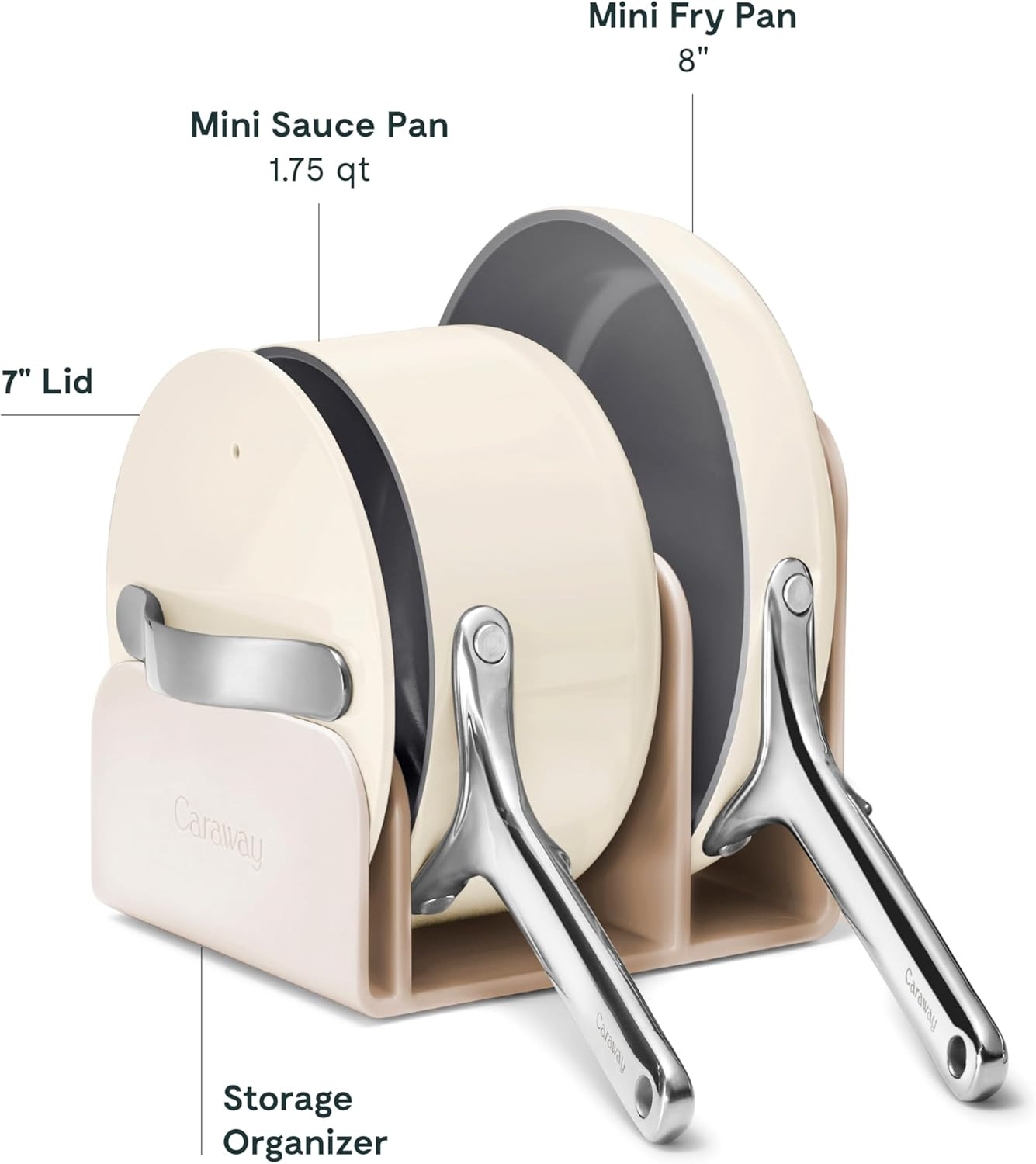 Non-Stick Mini Cookware Set – Ceramic Fry Pan & Saucepan – Oven Safe Cream