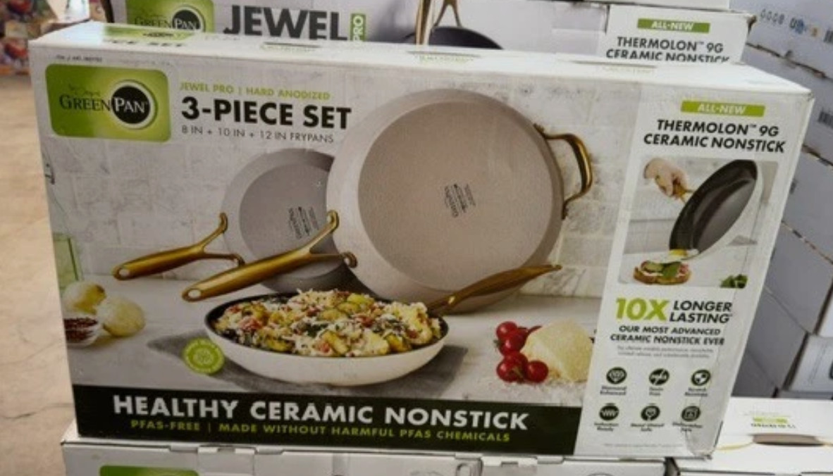 GreenPan Jewel 3-Piece Hard Anodized Ceramic Non-Stick Skillet Set NEW