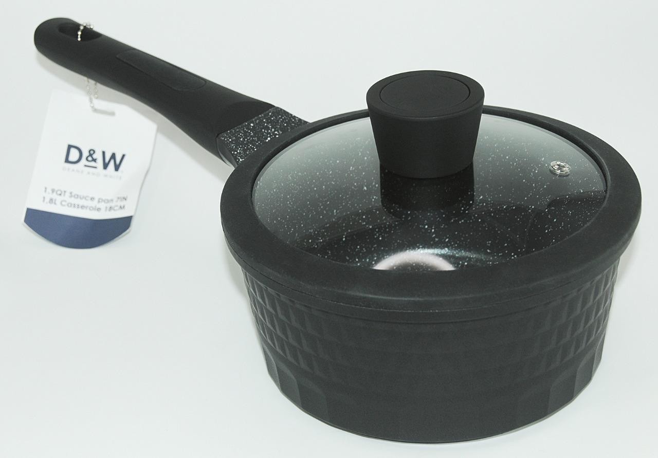 D&W / Deane & White ~ 1.9 QT Sauce Pan w/ Lid – Black & White Speckled *NEW!