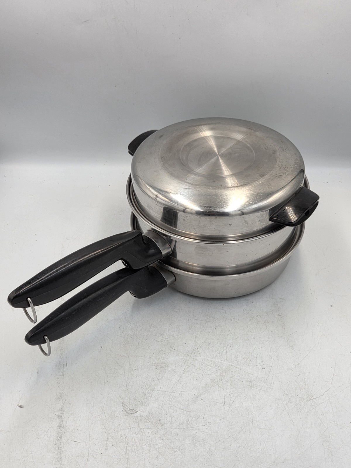 Vintage Permanent 5PLY MULTI CORE STAINLESS STEEL USA Saucepan & Steamer Basket